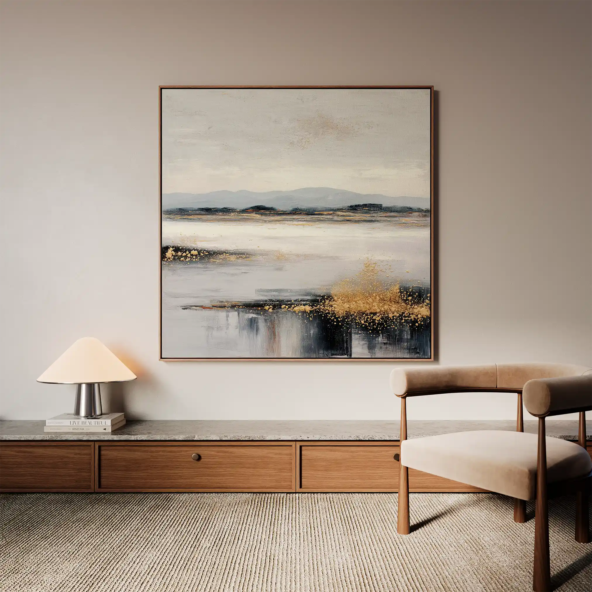 Abstract 822 Canvas Art 16" x 16" / 40 x 40 cm / Black