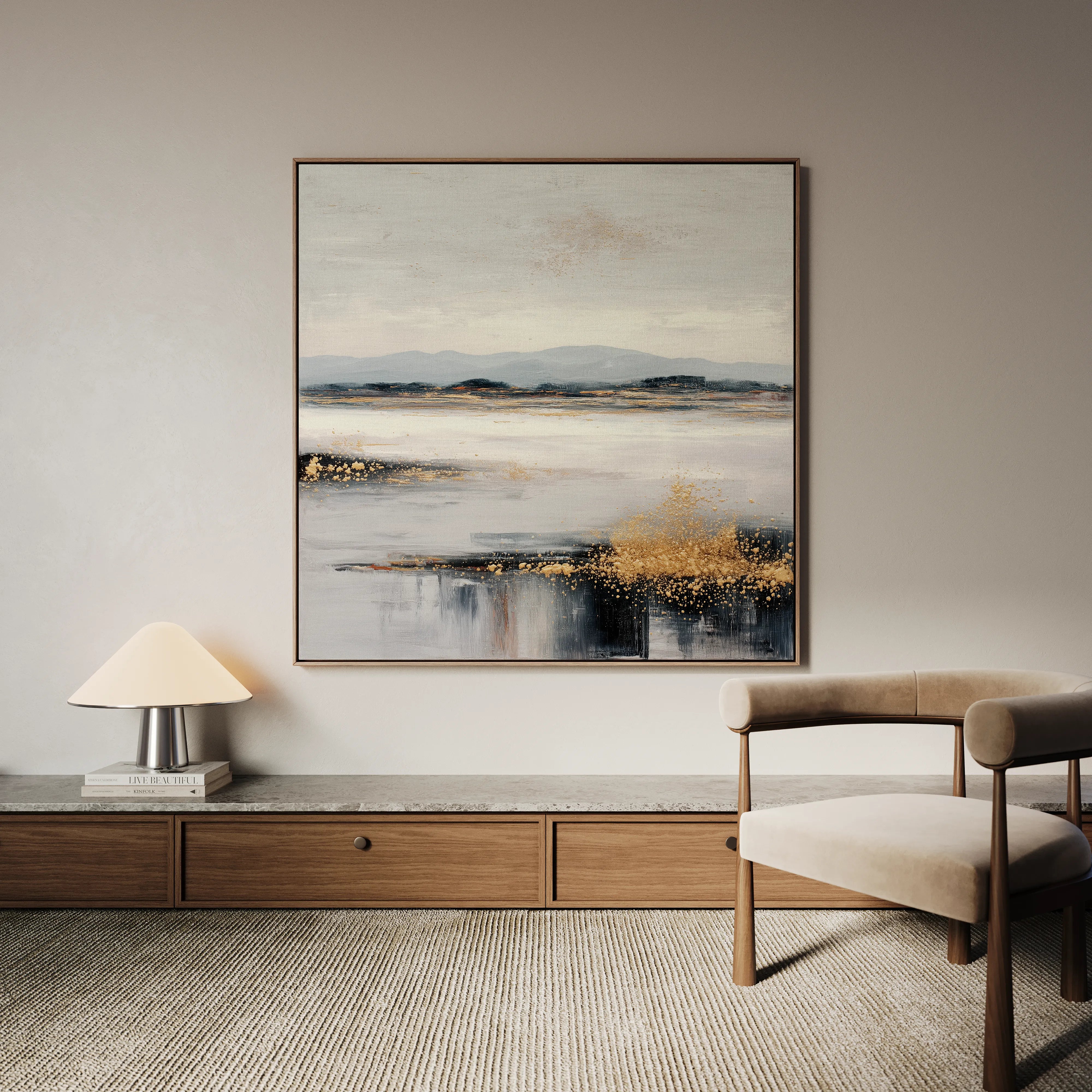 Abstract 822 Canvas Art 16" x 16" / 40 x 40 cm / Black