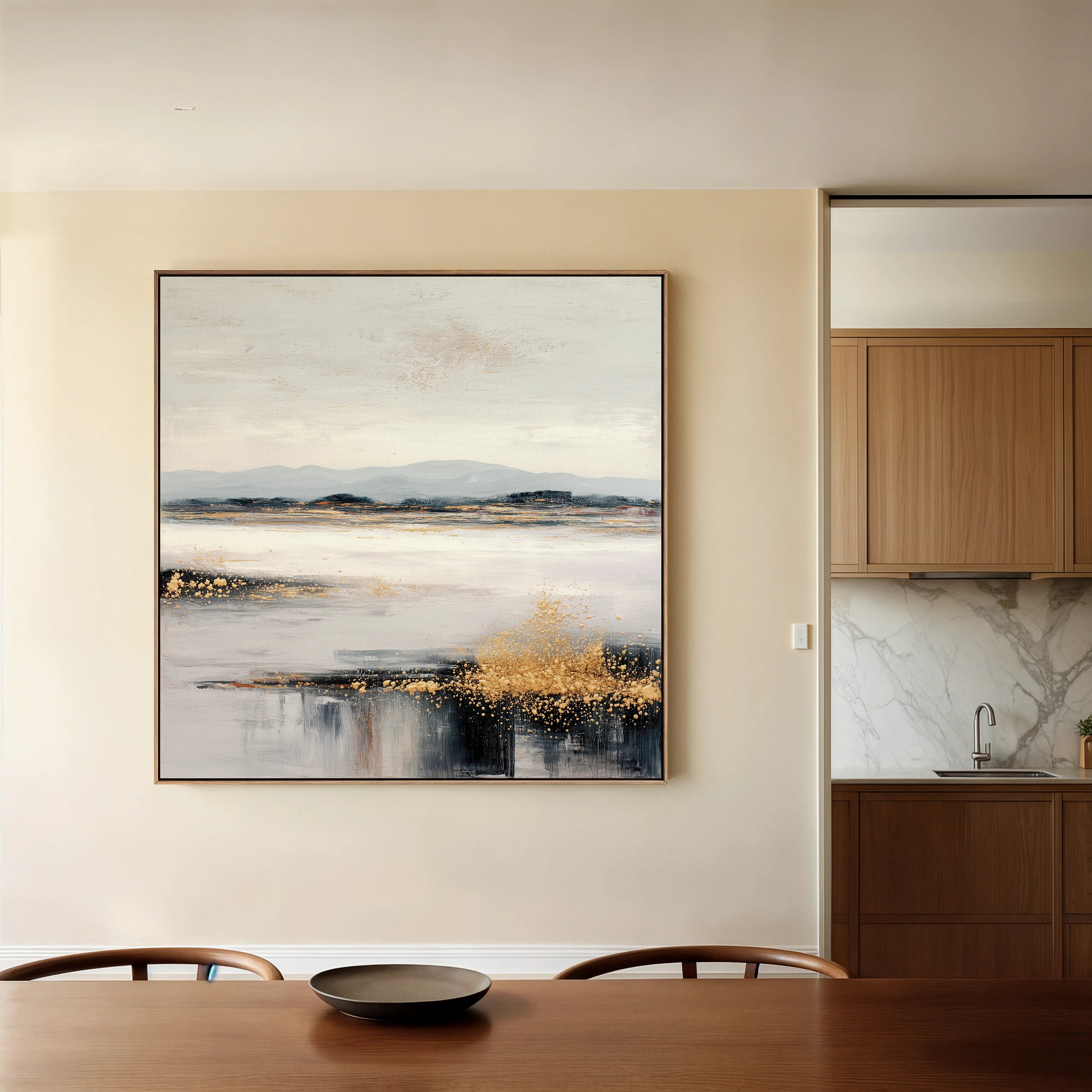 Abstract 822 Canvas Art 16" x 16" / 40 x 40 cm / Black