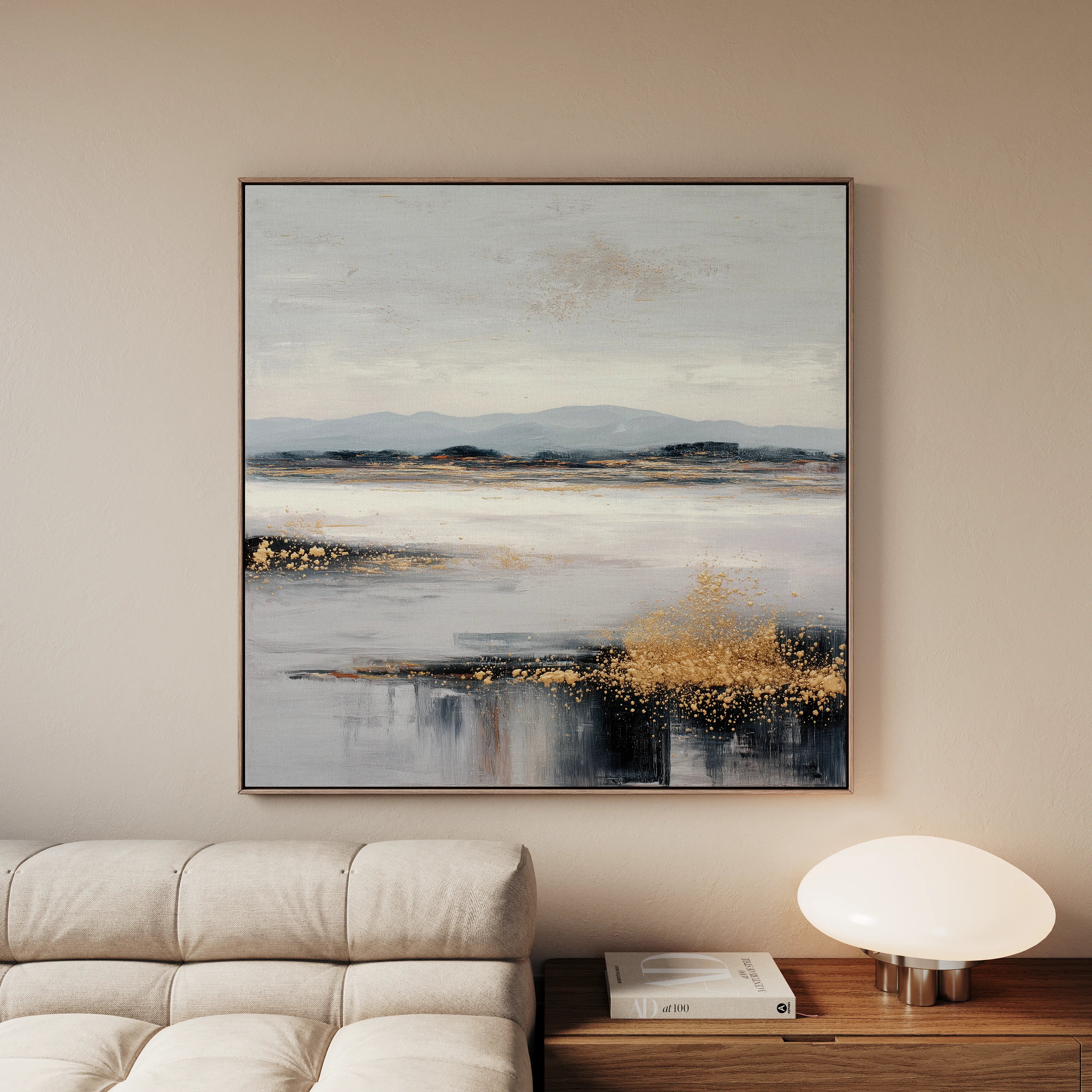 Abstract 822 Canvas Art 16" x 16" / 40 x 40 cm / Black