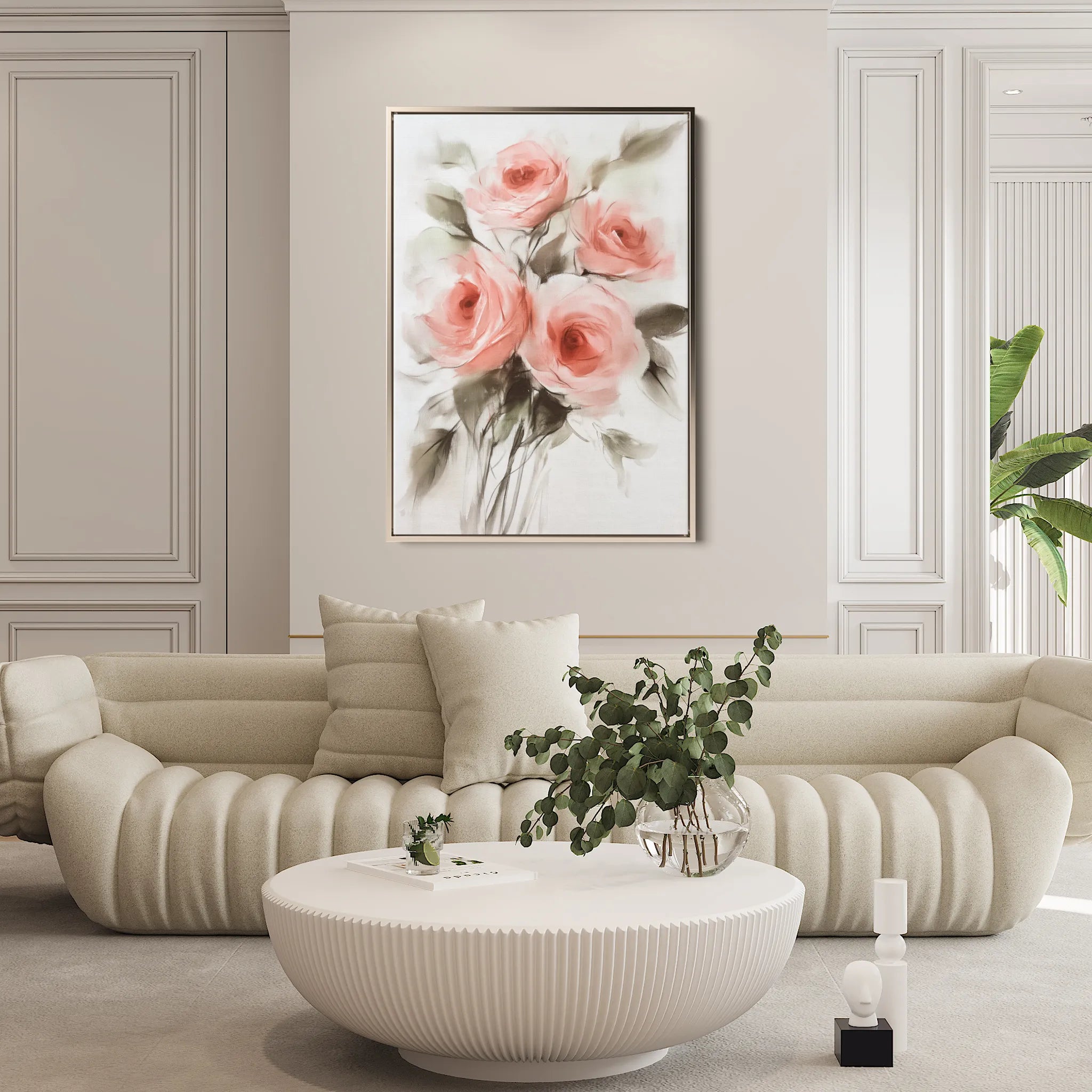 Floral 822 Canvas Art 18" x 24" / 45 x 60 cm / Black