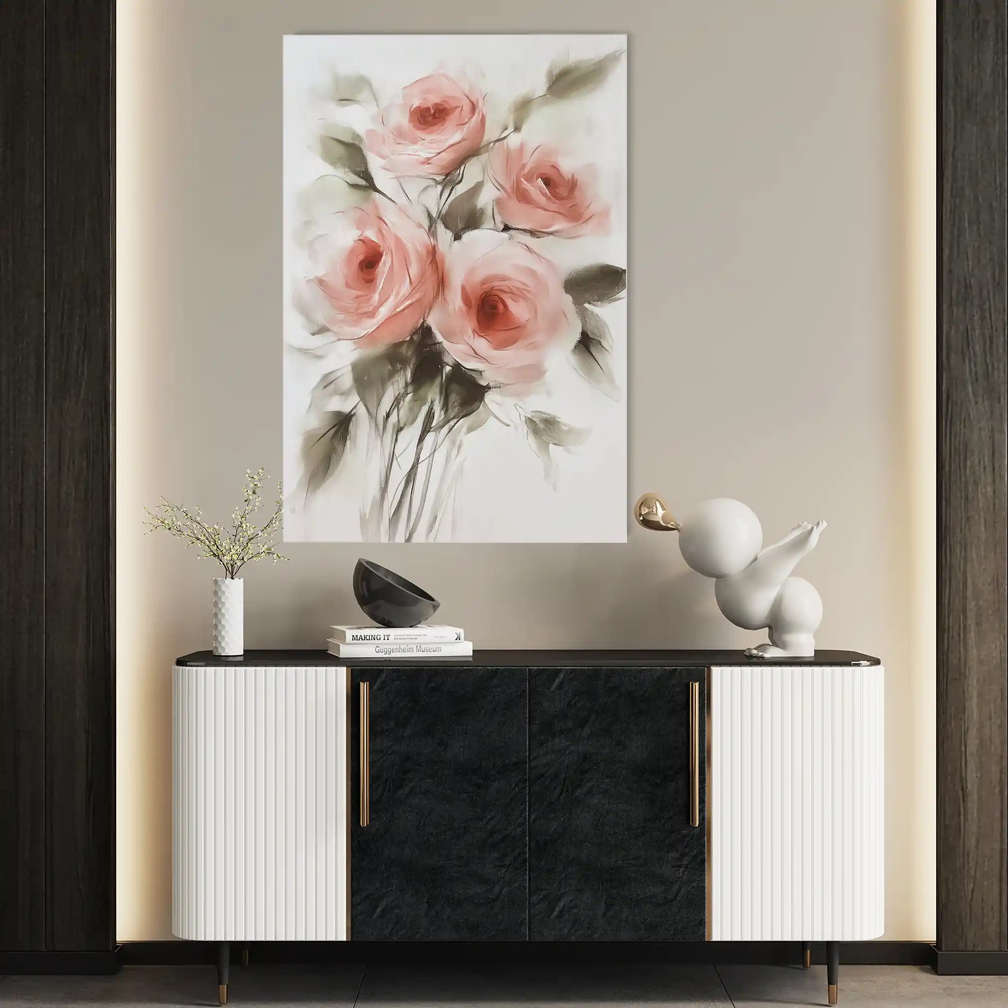Floral 822 Canvas Art 60 x 40 cm / Black