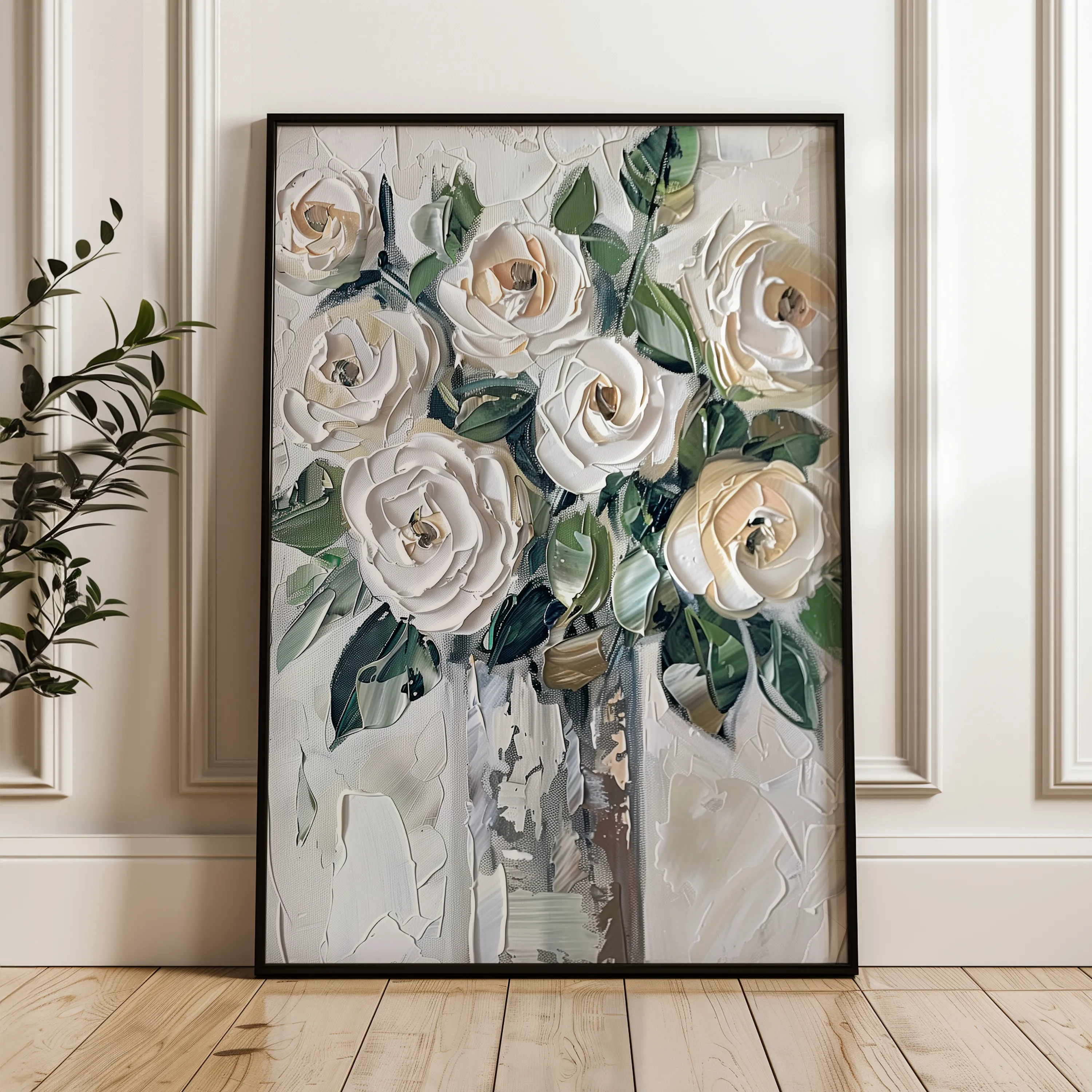 Floral 824 Canvas Art 18" x 24" / 45 x 60 cm / Black