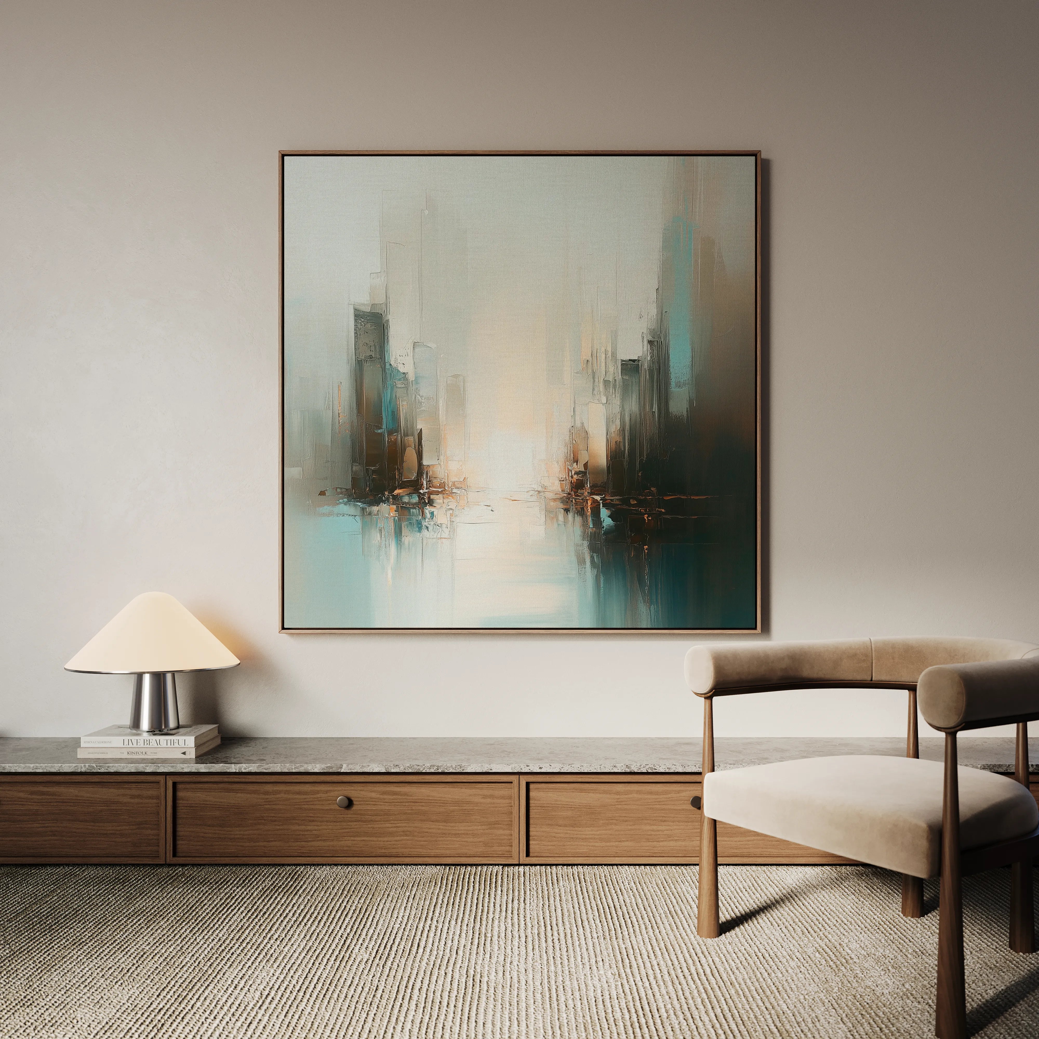 Abstract 825 Canvas Art 16" x 16" / 40 x 40 cm / Black
