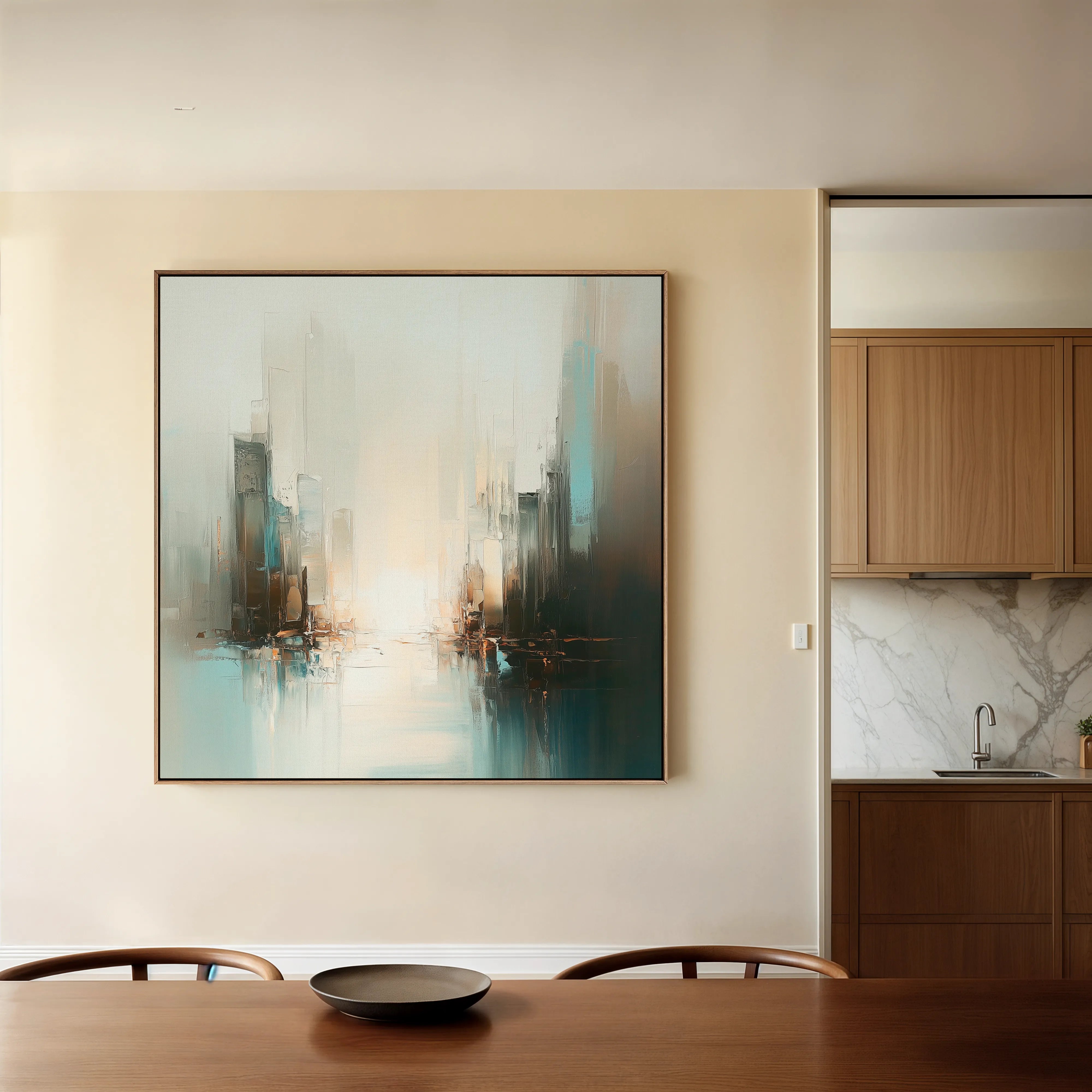 Abstract 825 Canvas Art 16" x 16" / 40 x 40 cm / Black