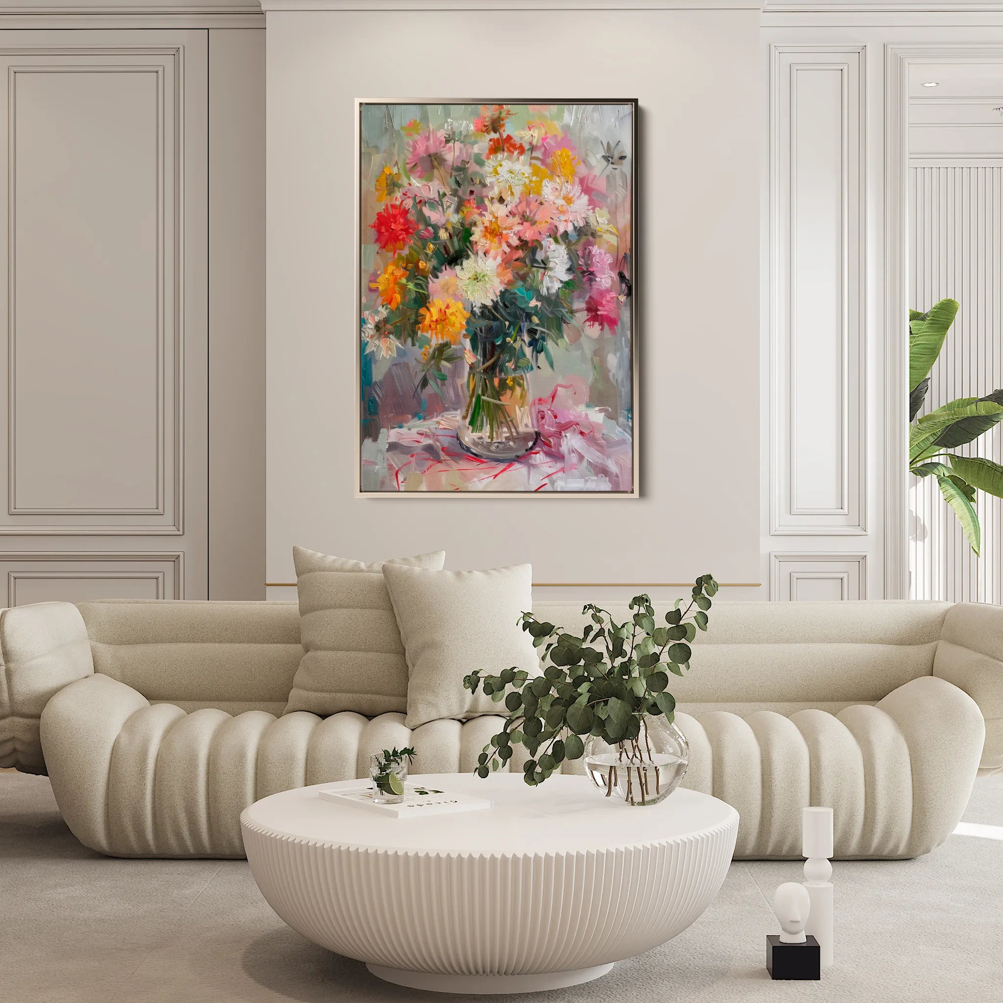 Floral 825 Canvas Art 18" x 24" / 45 x 60 cm / Black