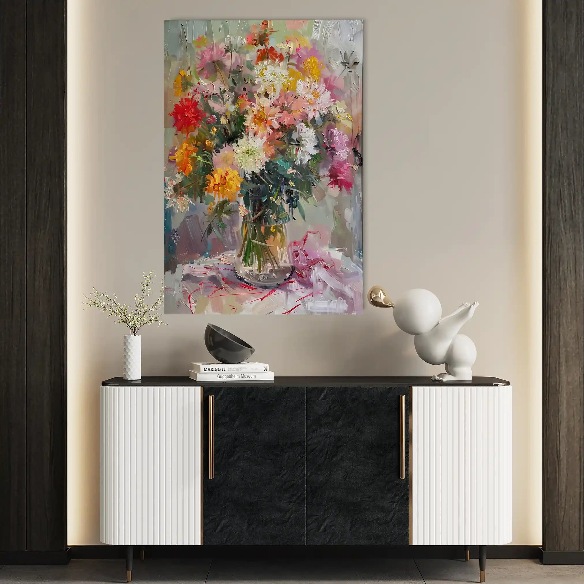 Floral 825 Canvas Art 60 x 40 cm / Black