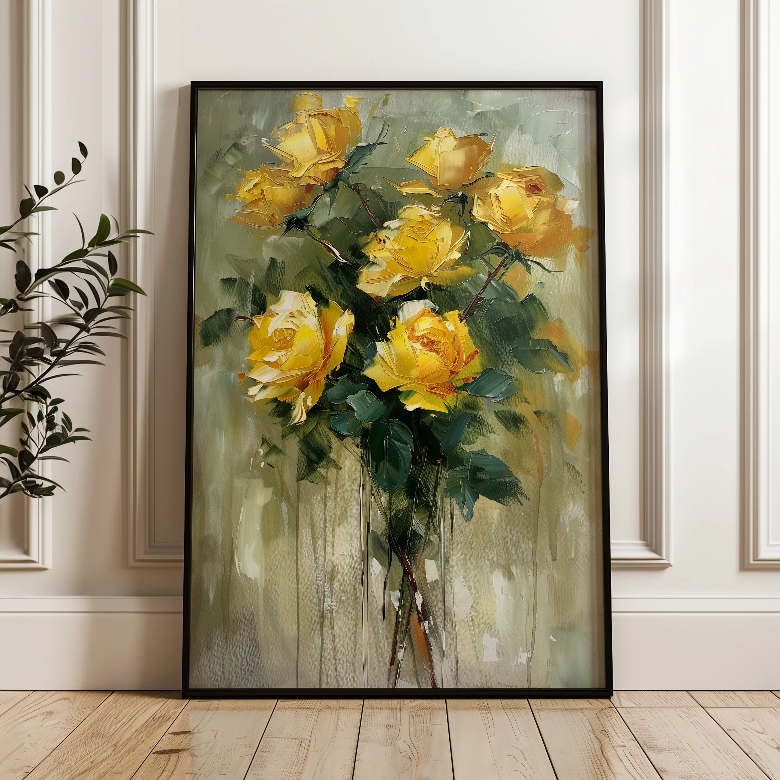 Floral 826 Canvas Art 18" x 24" / 45 x 60 cm / Black