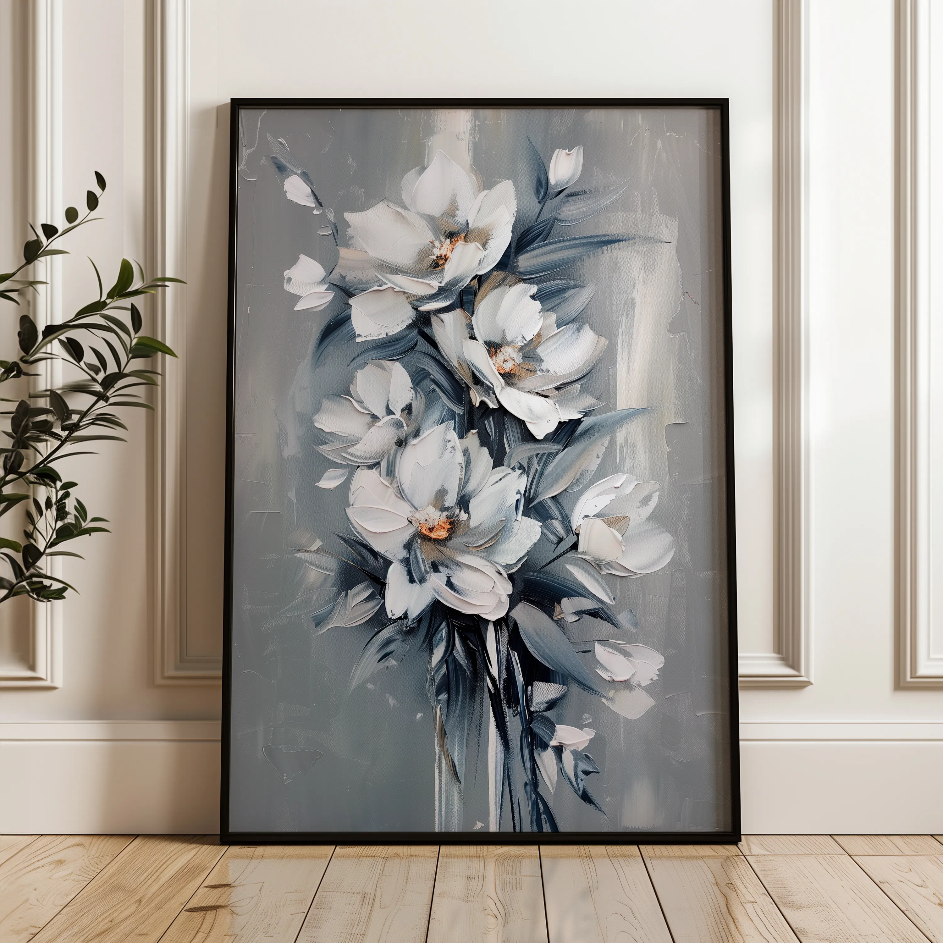 Floral 827 Canvas Art 18" x 24" / 45 x 60 cm / Black