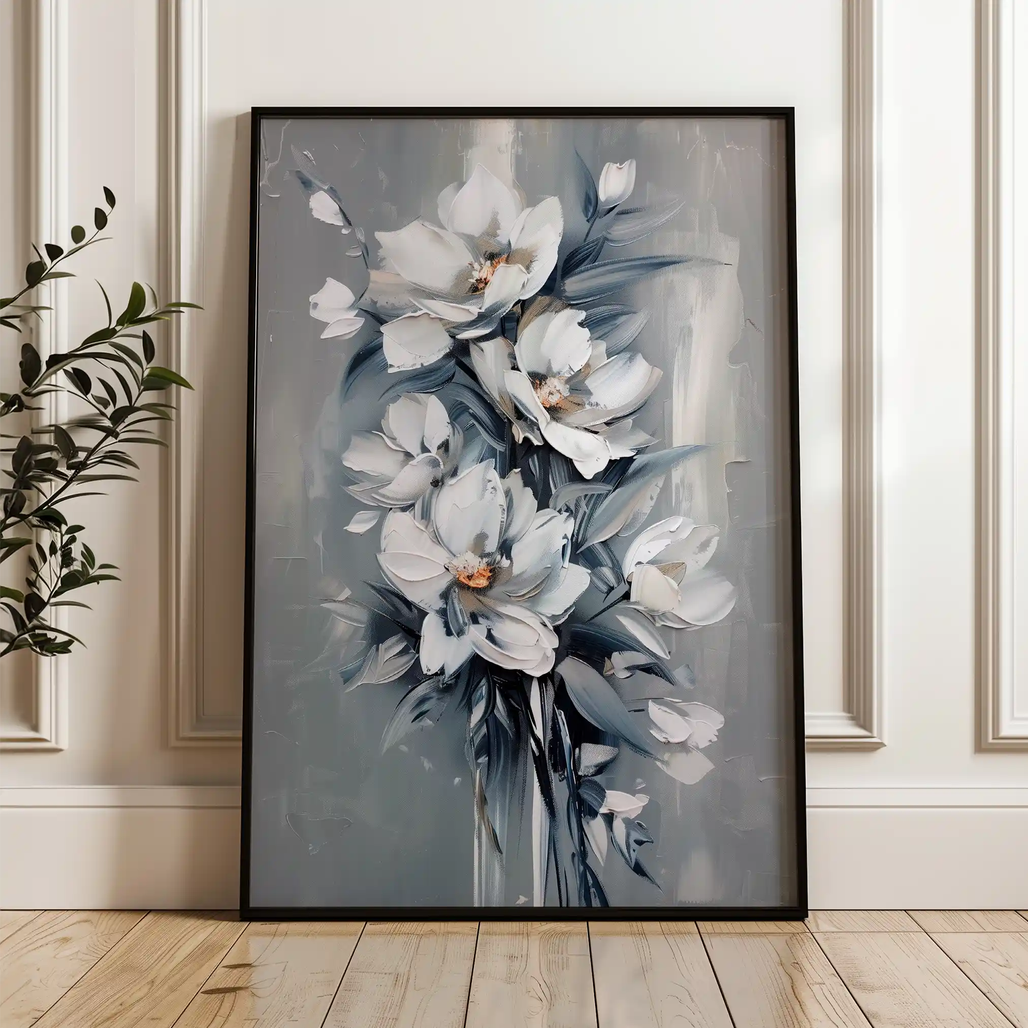 Floral 827 Canvas Art 60 x 40 cm / Black