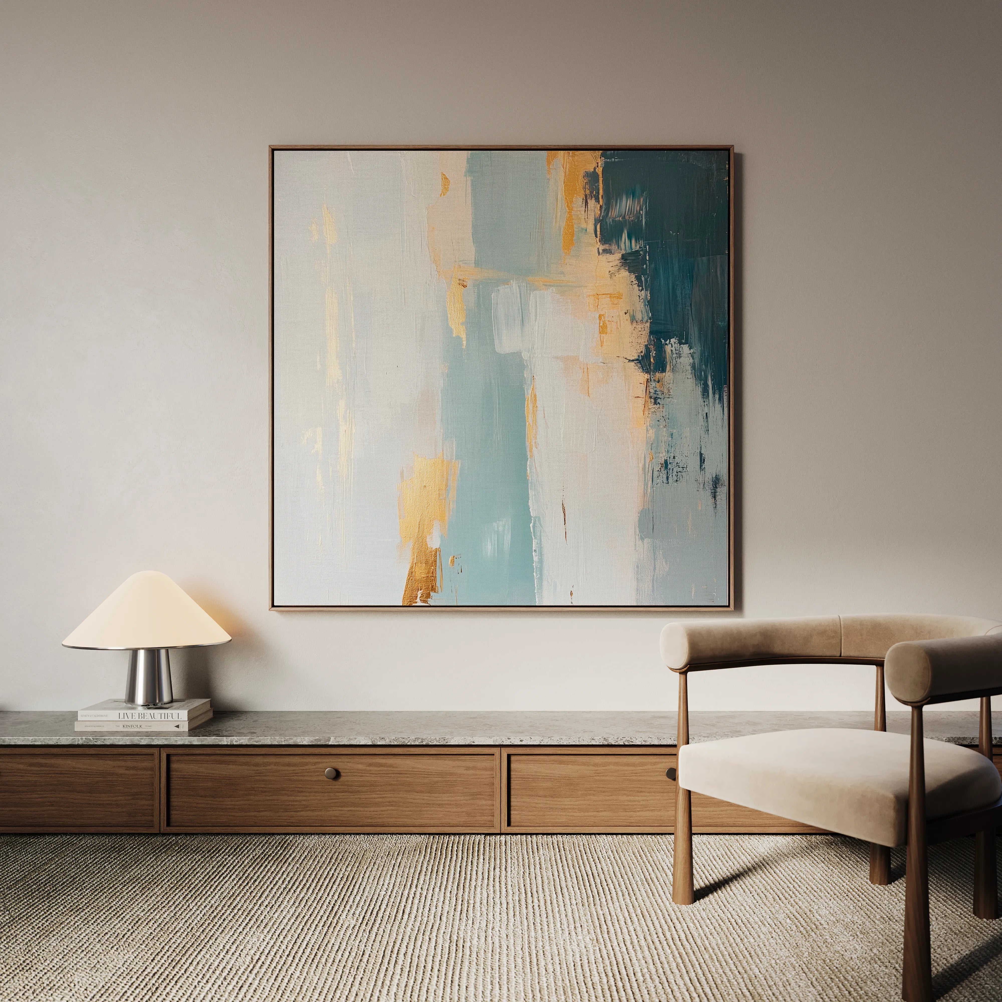 Abstract 828 Canvas Art 16" x 16" / 40 x 40 cm / Black