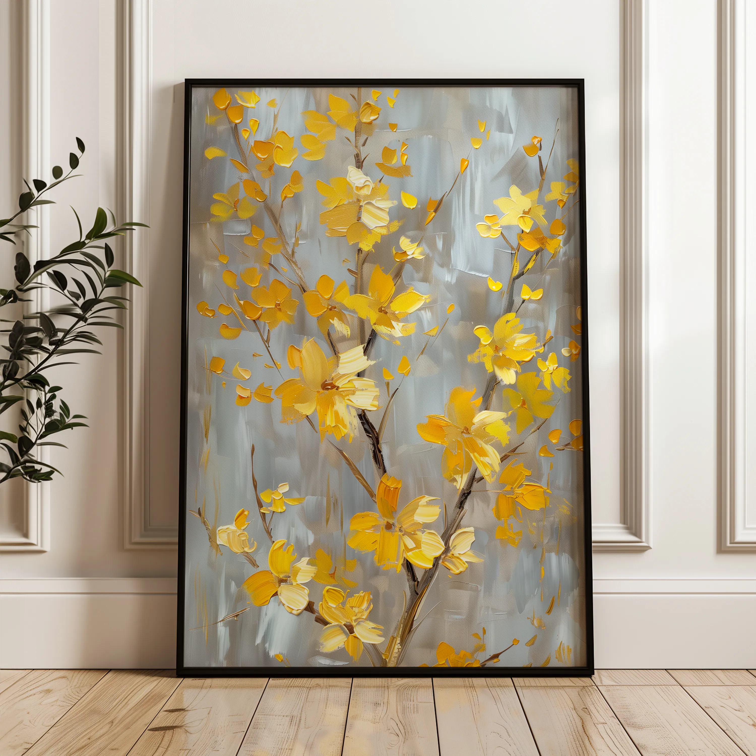 Floral 829 Canvas Art 18" x 24" / 45 x 60 cm / Black