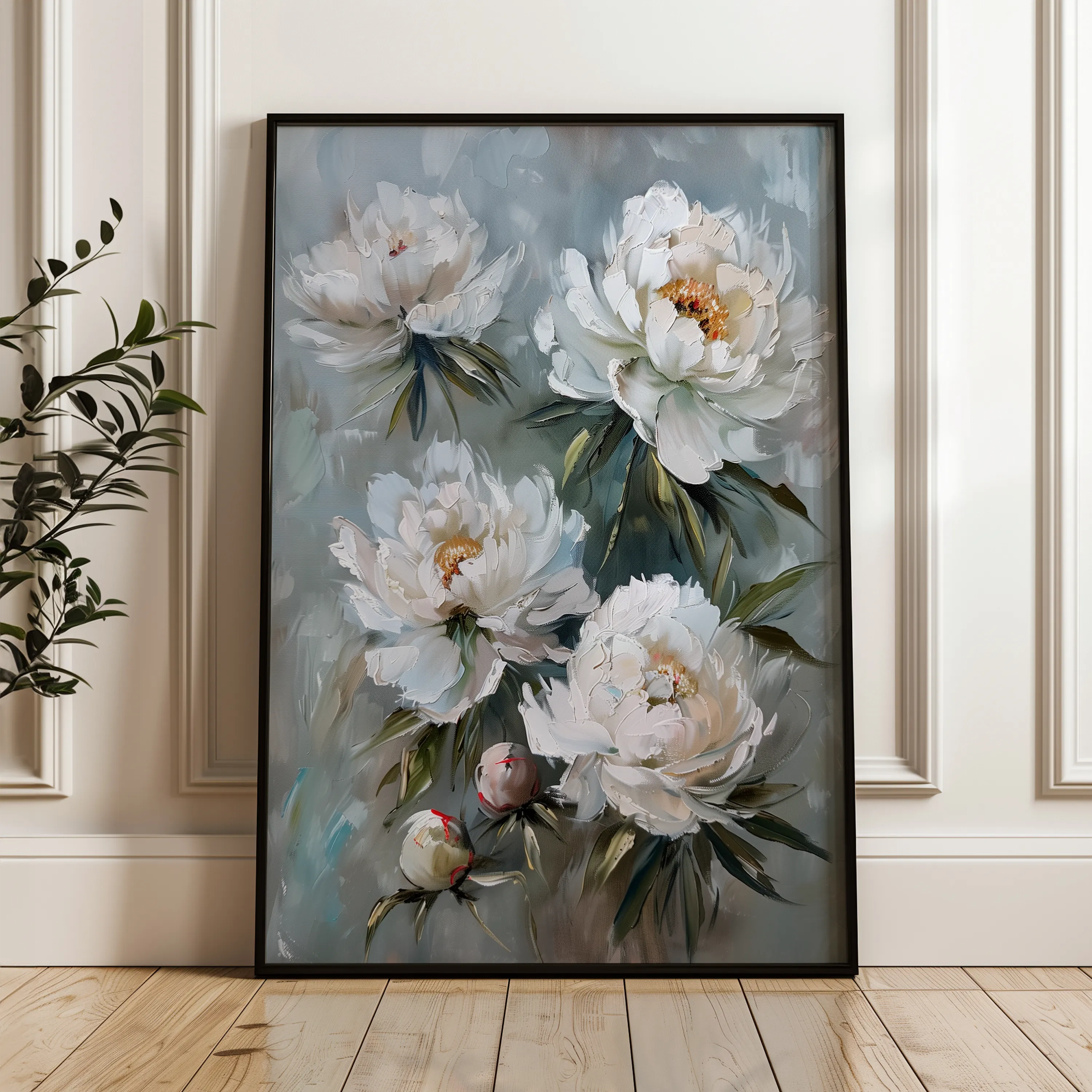 Floral 831 Canvas Art 18" x 24" / 45 x 60 cm / Black