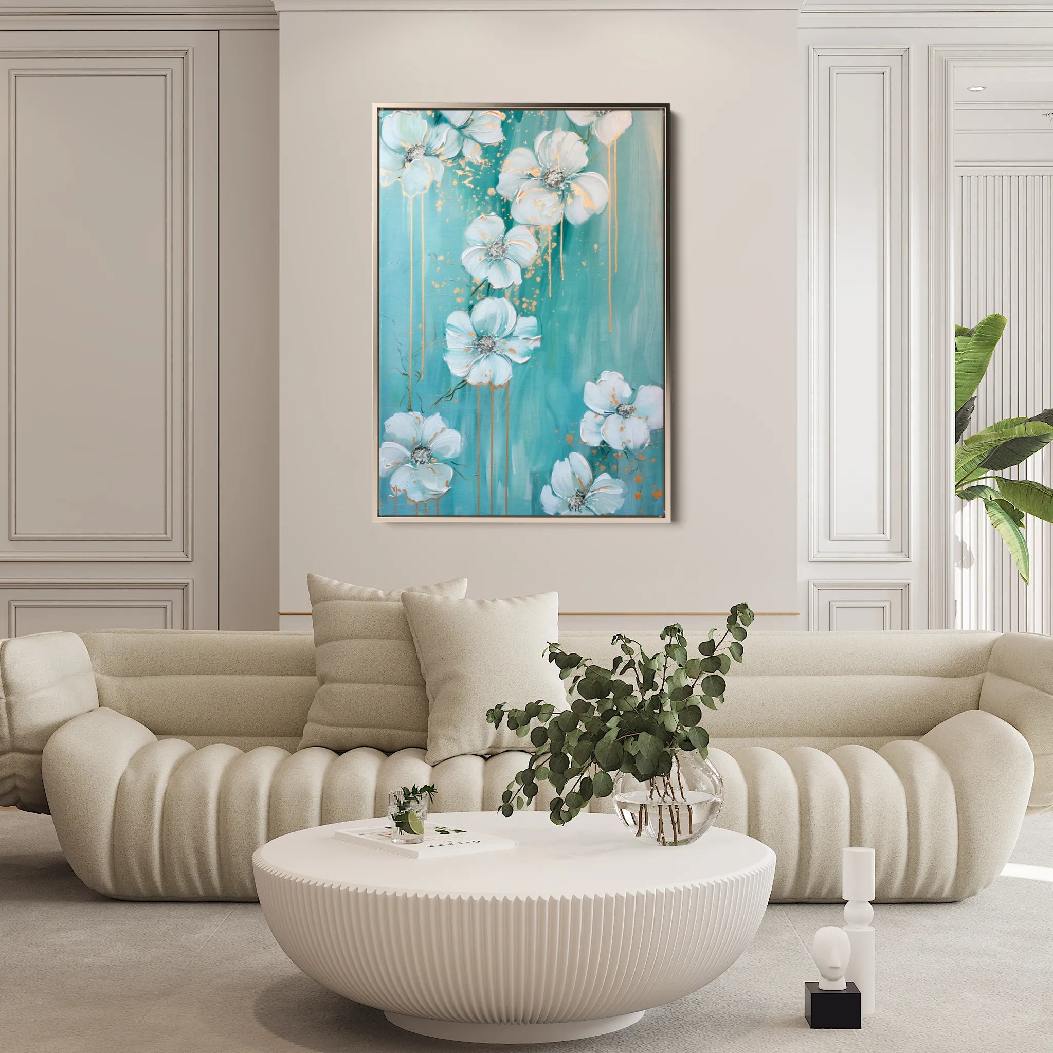 Floral 832 Canvas Art 18" x 24" / 45 x 60 cm / Black