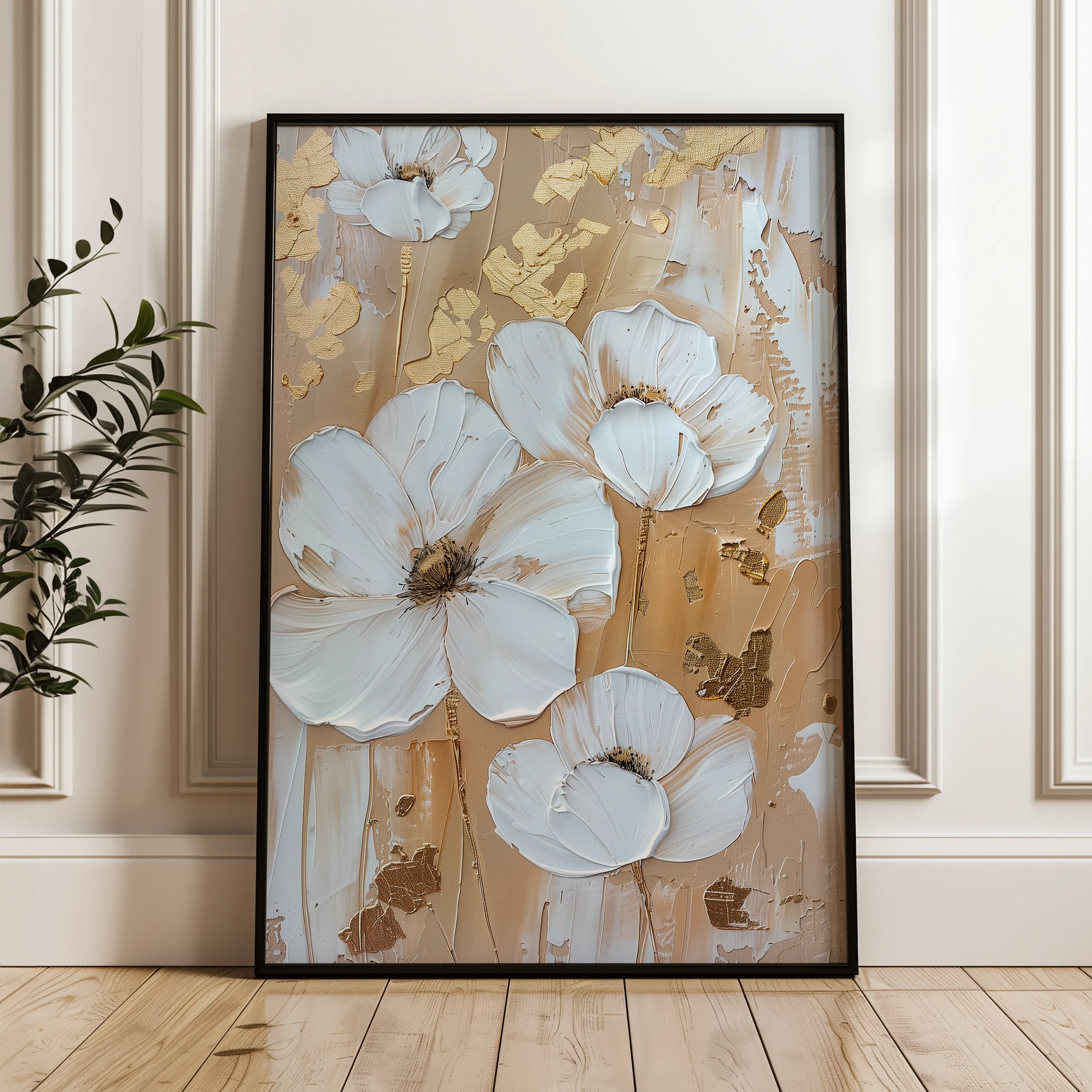 Floral 834 Canvas Art 18" x 24" / 45 x 60 cm / Black