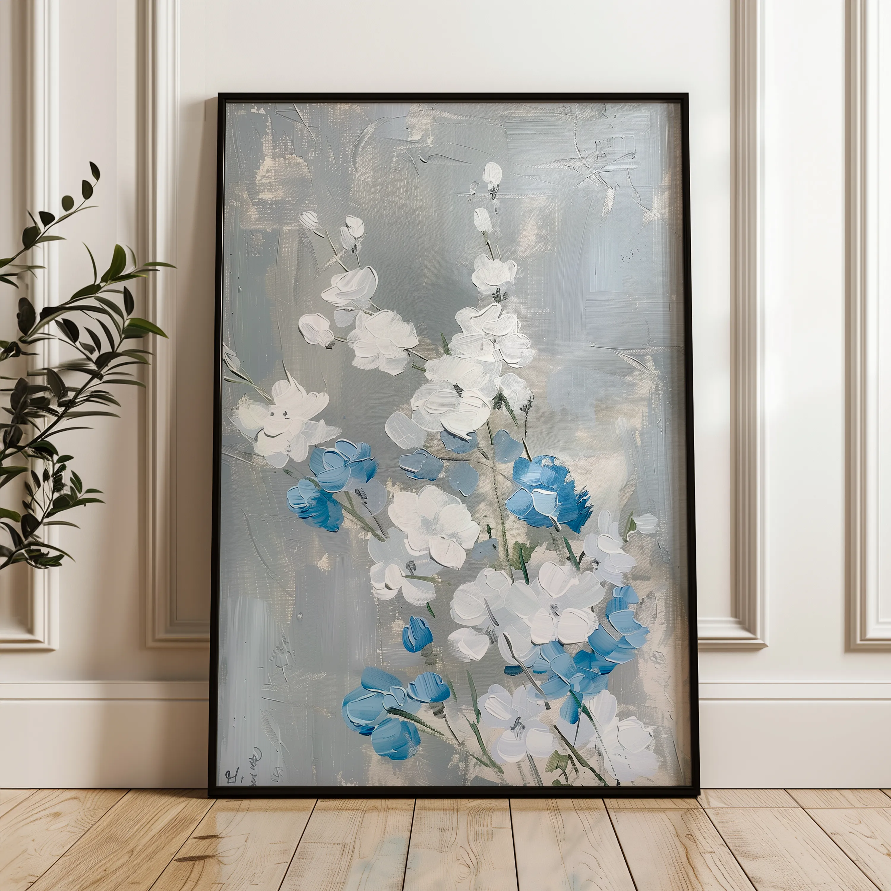 Floral 835 Canvas Art 18" x 24" / 45 x 60 cm / Black