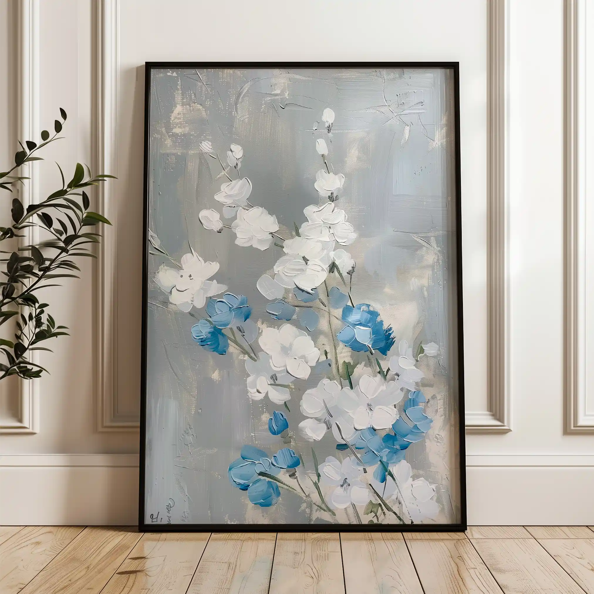 Floral 835 Canvas Art 60 x 40 cm / Black