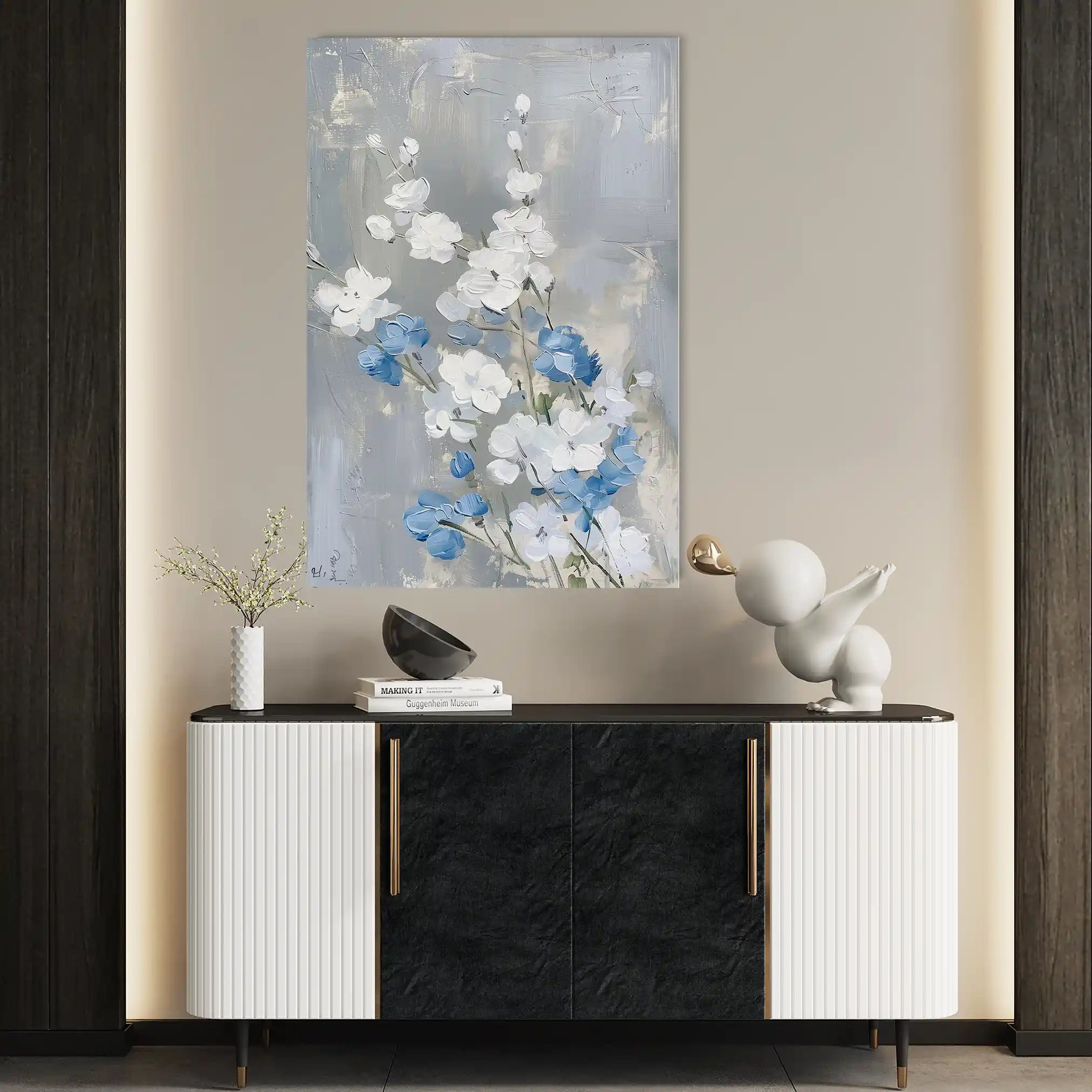 Floral 835 Canvas Art 60 x 40 cm / Black