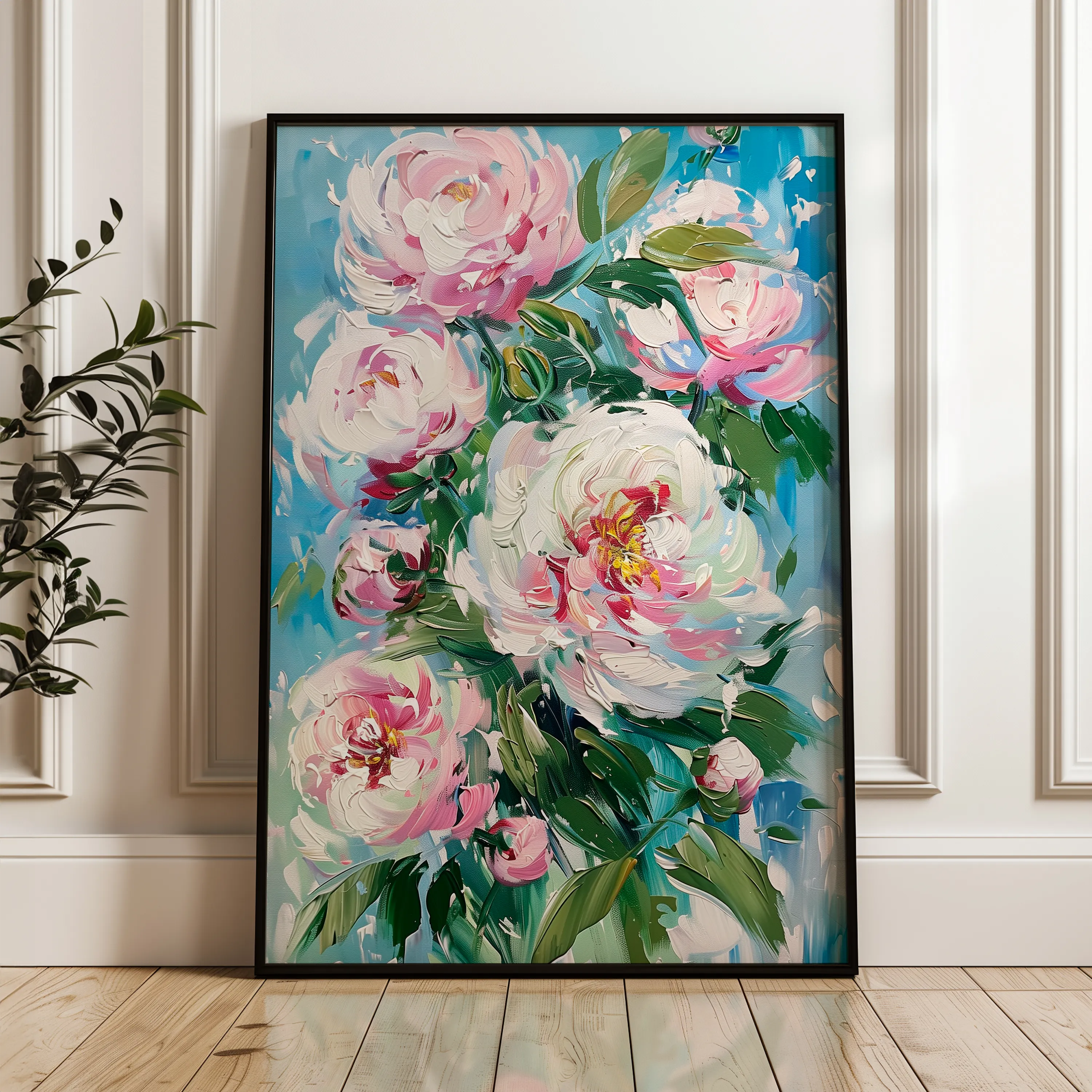 Floral 837 Canvas Art 18" x 24" / 45 x 60 cm / Black