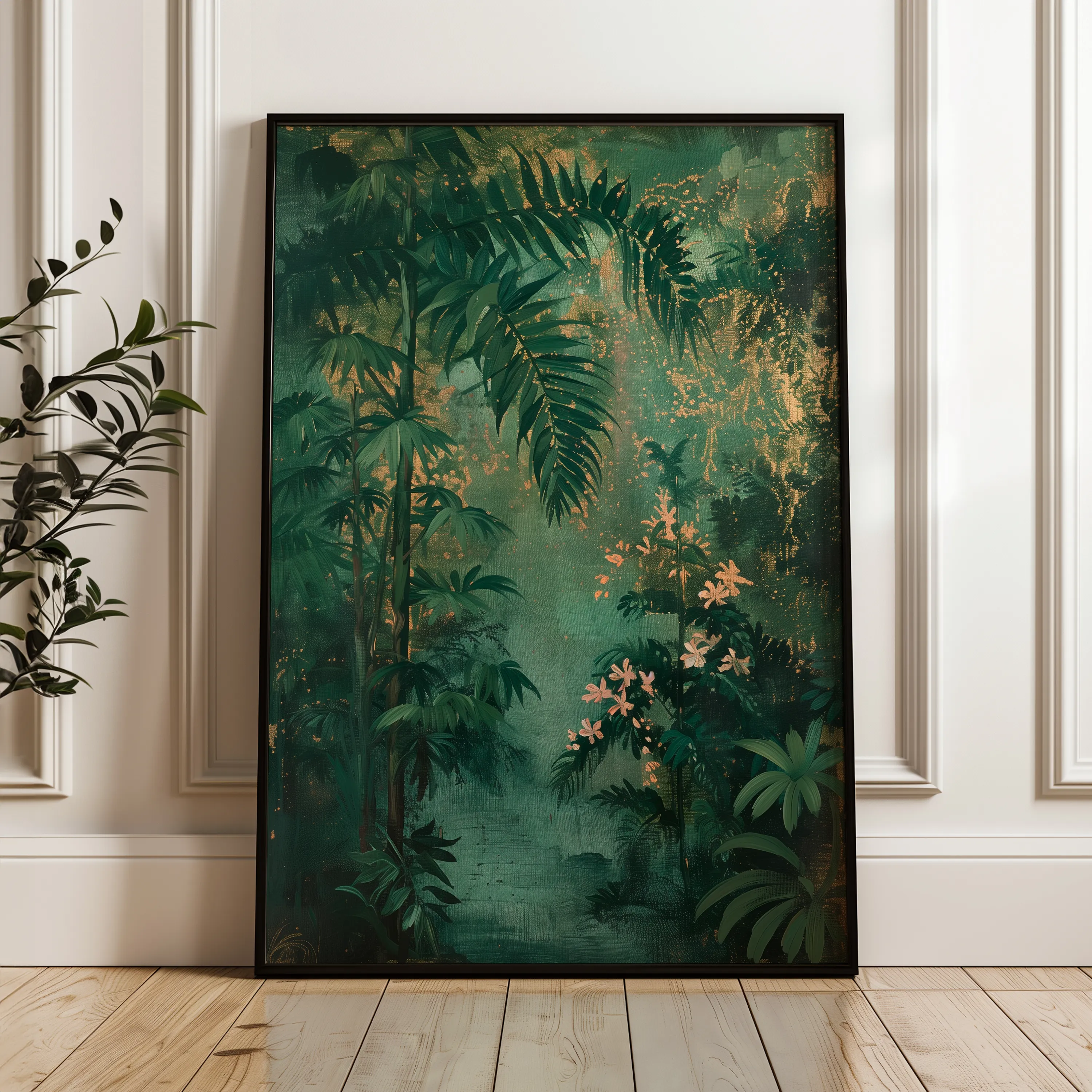 Floral 841 Canvas Art 18" x 24" / 45 x 60 cm / Black