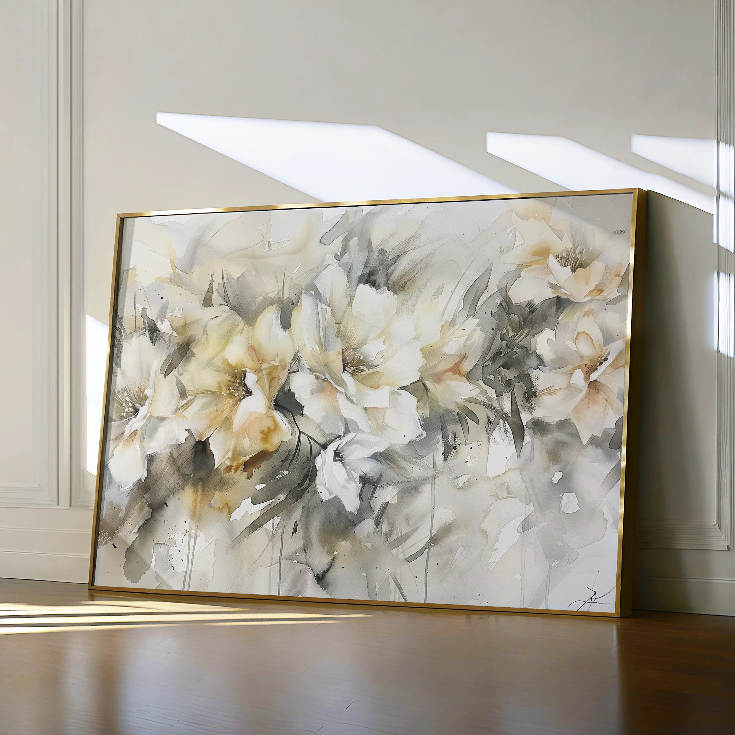 Floral 857 Canvas Art 18" x 24" / 45 x 60 cm / Black