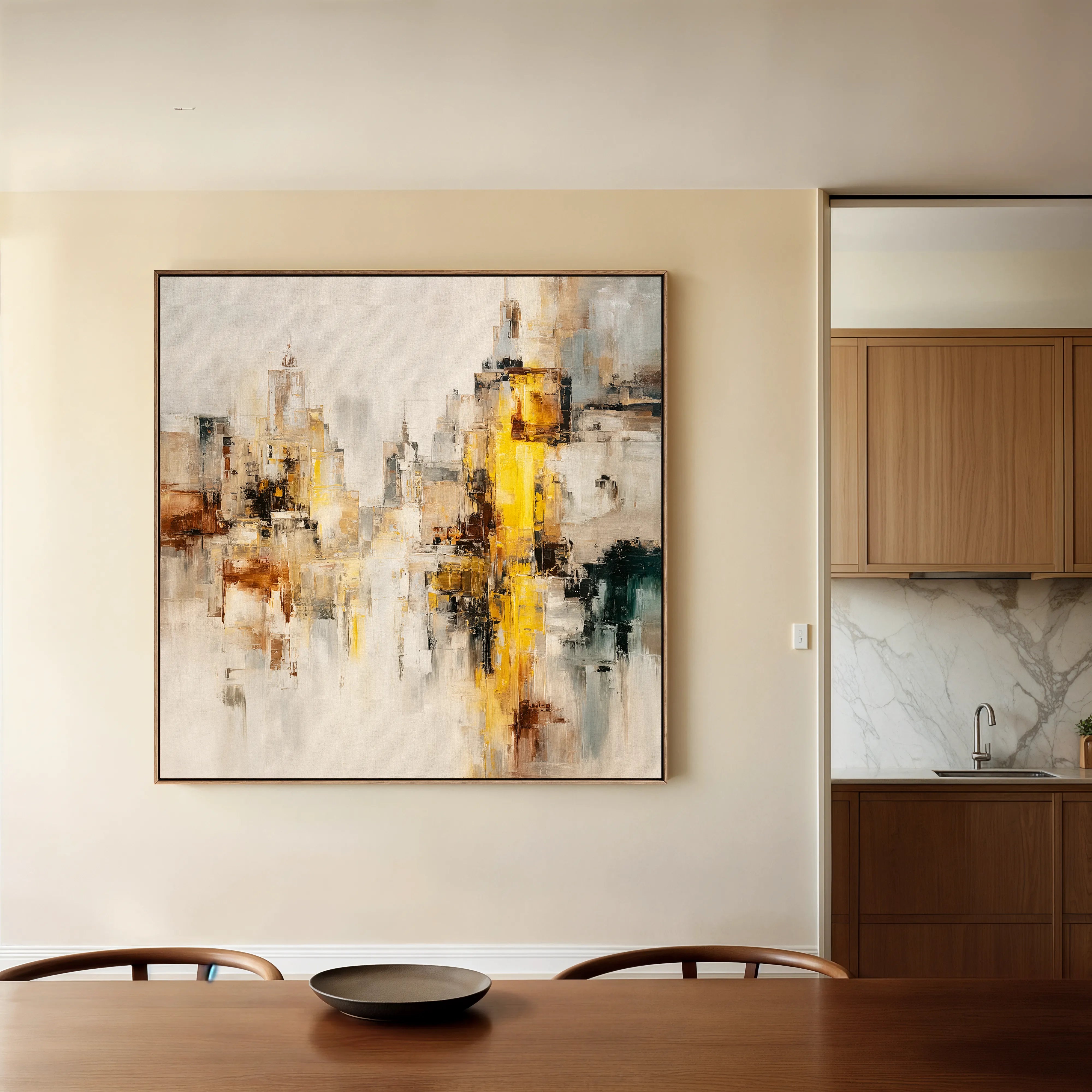 Abstract 860 Canvas Art 16" x 16" / 40 x 40 cm / Black