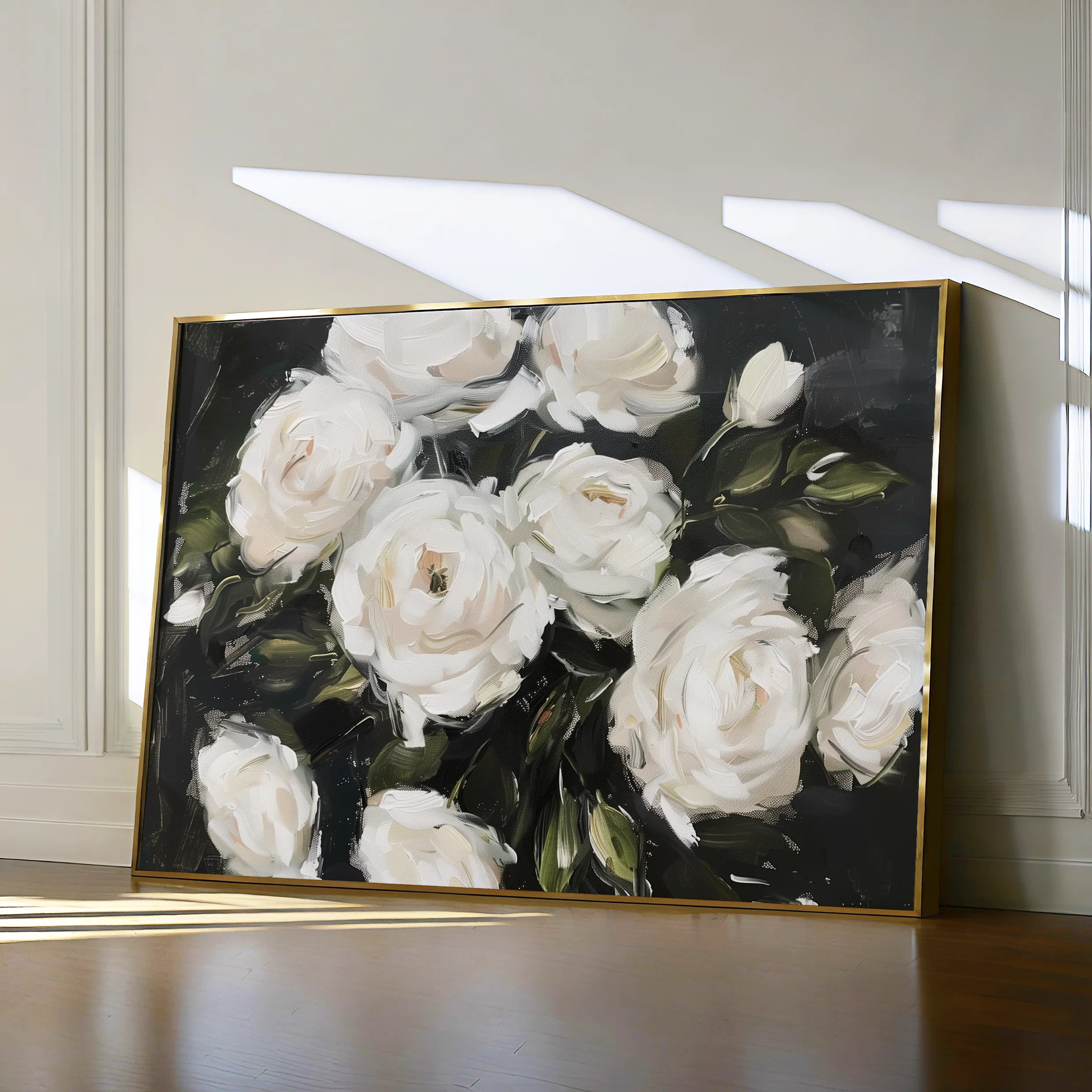 Floral 860 Canvas Art 18" x 24" / 45 x 60 cm / Black