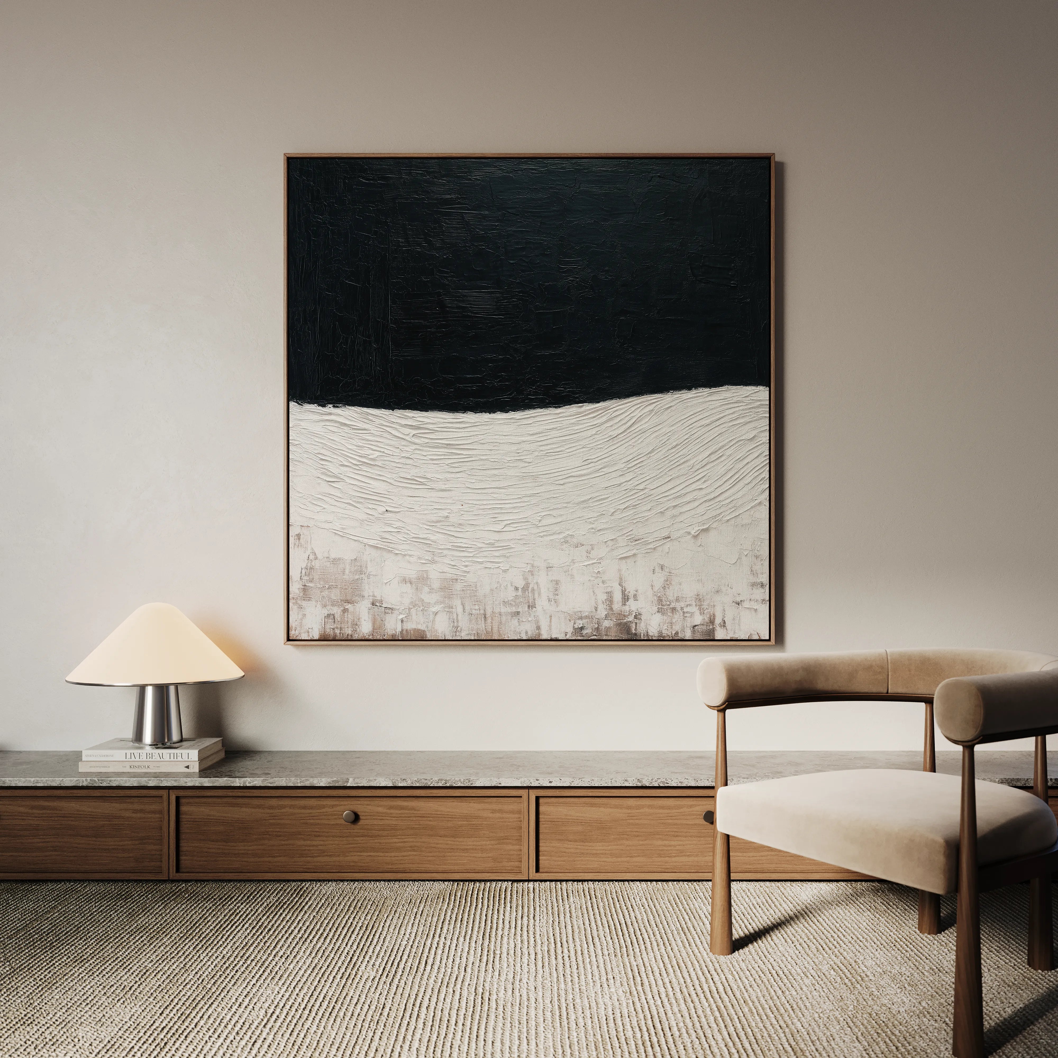 Abstract 861 Canvas Art 16" x 16" / 40 x 40 cm / Black