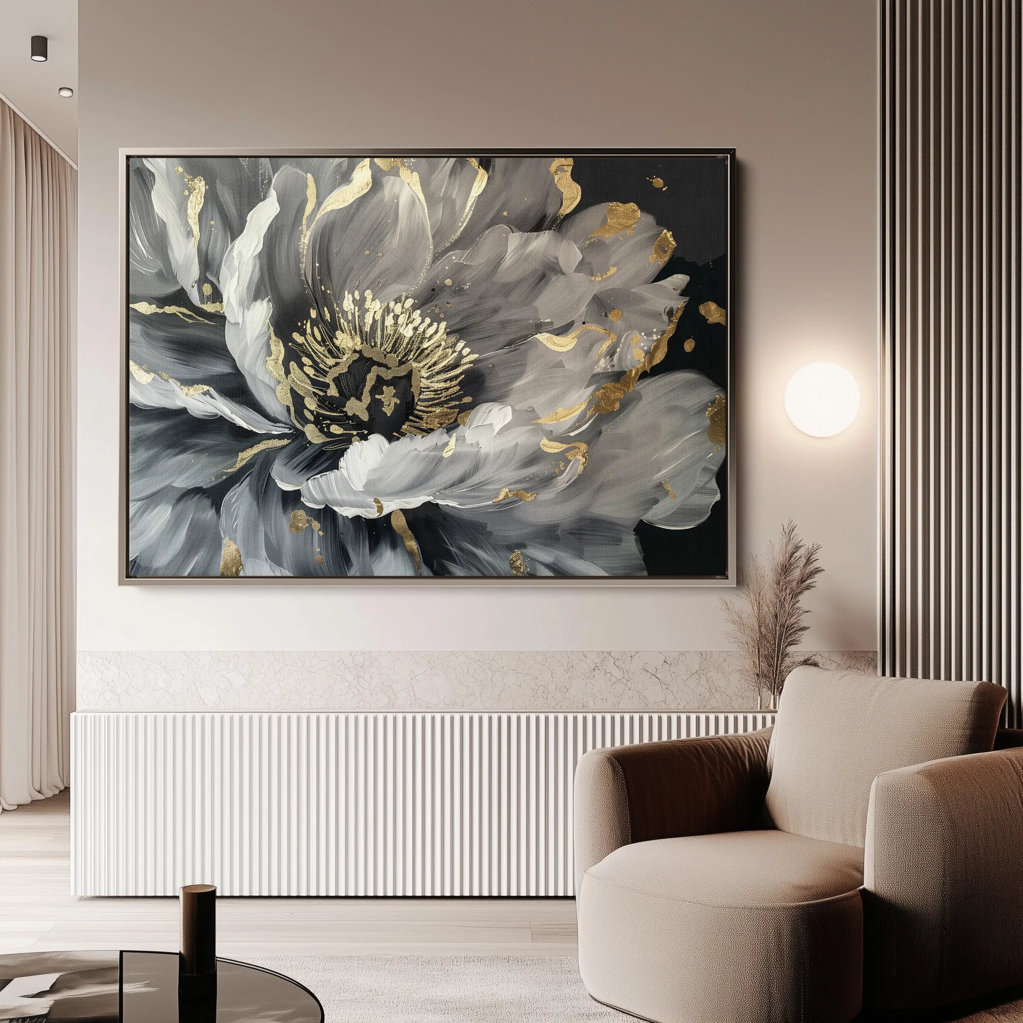 Floral 863 Canvas Art 18" x 24" / 45 x 60 cm / Black