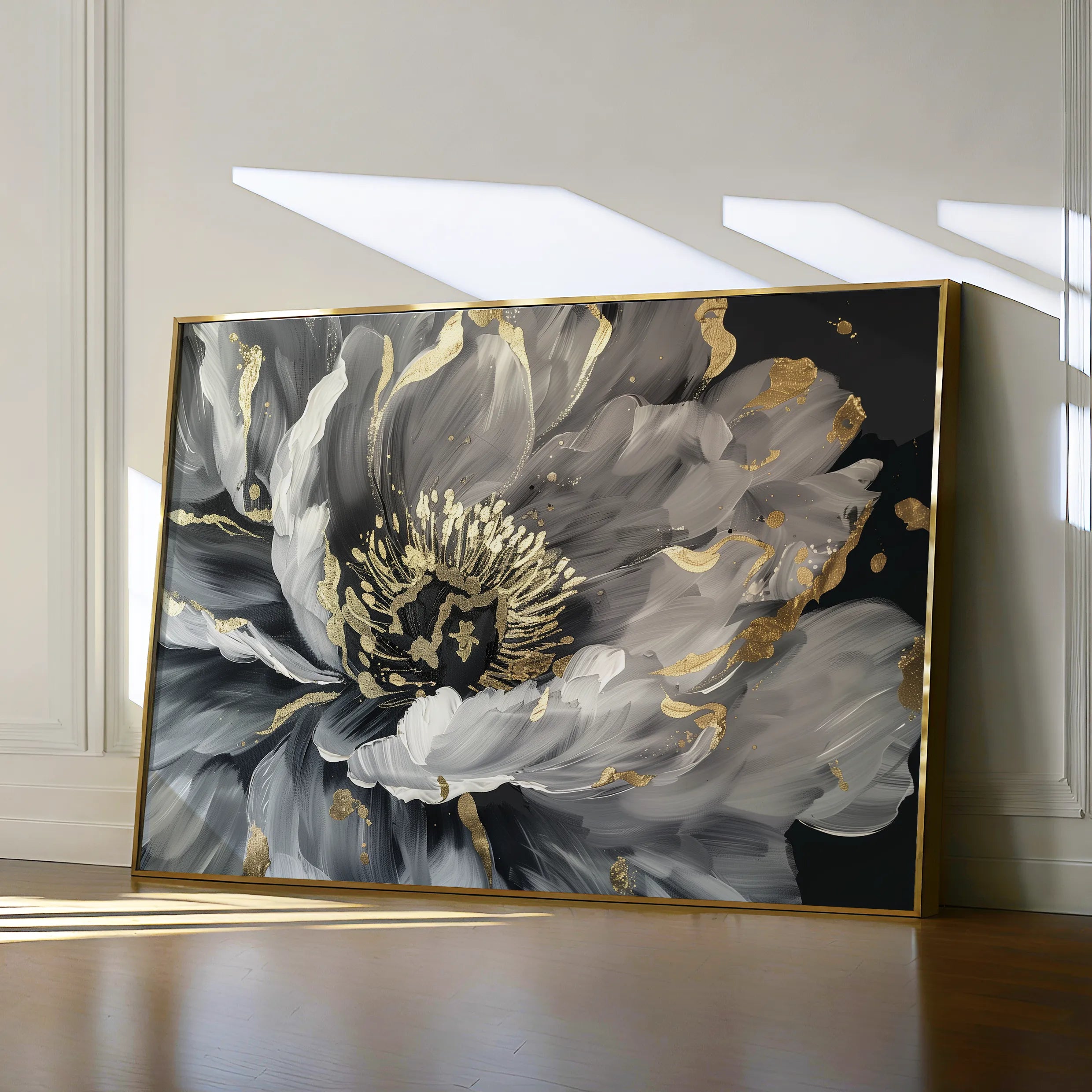 Floral 863 Canvas Art 18" x 24" / 45 x 60 cm / Black