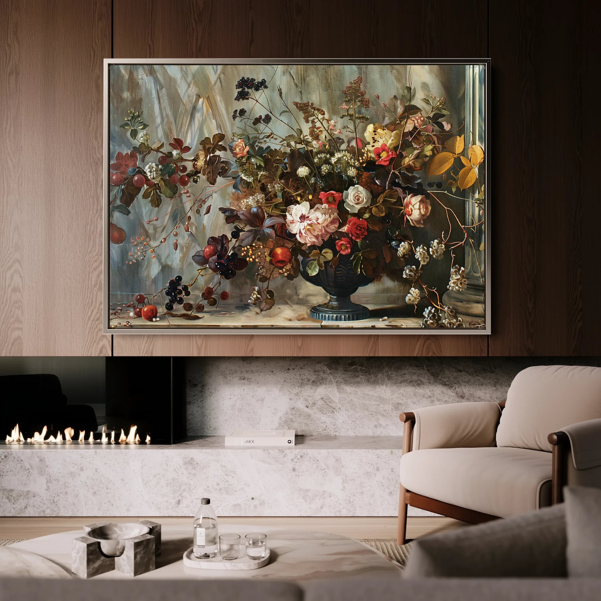 Floral 864 Canvas Art 18" x 24" / 45 x 60 cm / Black