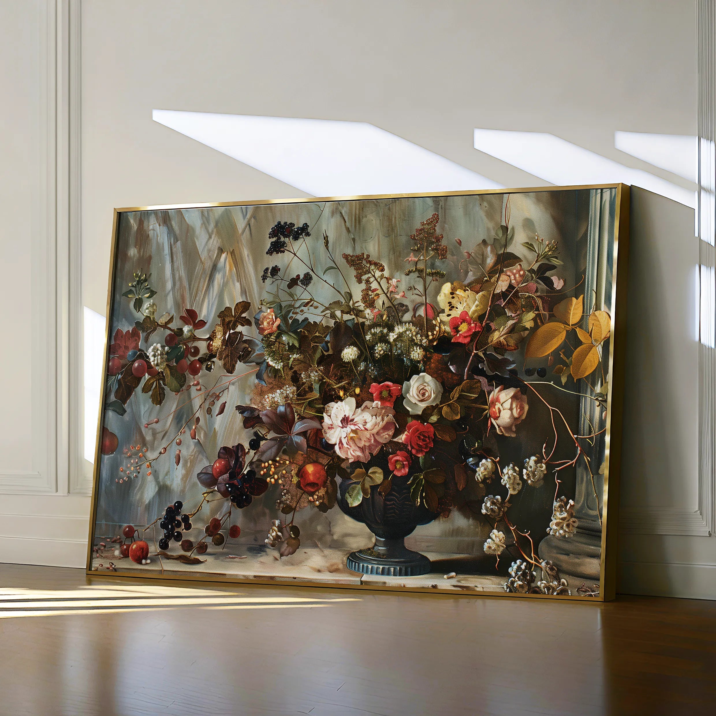 Floral 864 Canvas Art 18" x 24" / 45 x 60 cm / Black