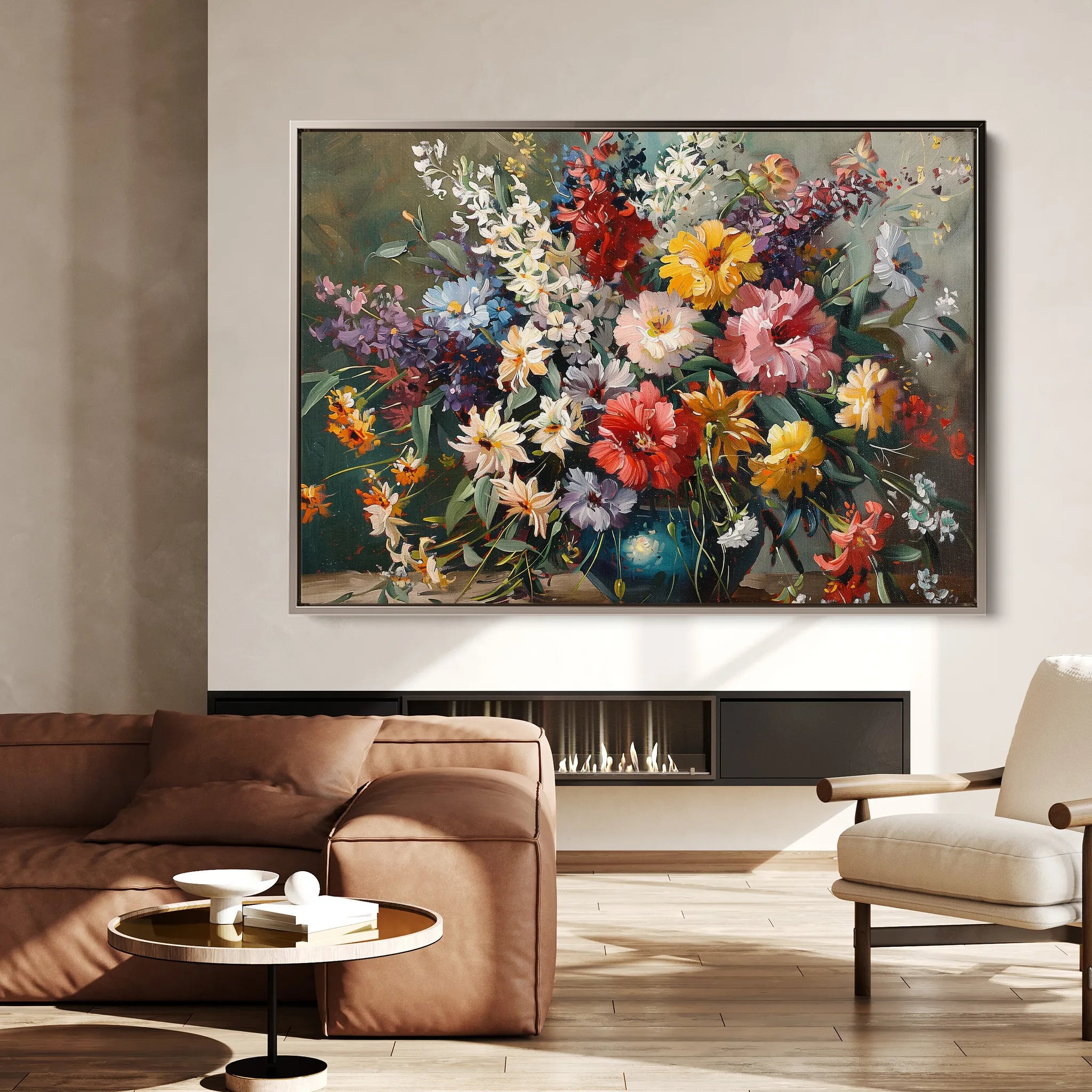 Floral 865 Canvas Art 18" x 24" / 45 x 60 cm / Black