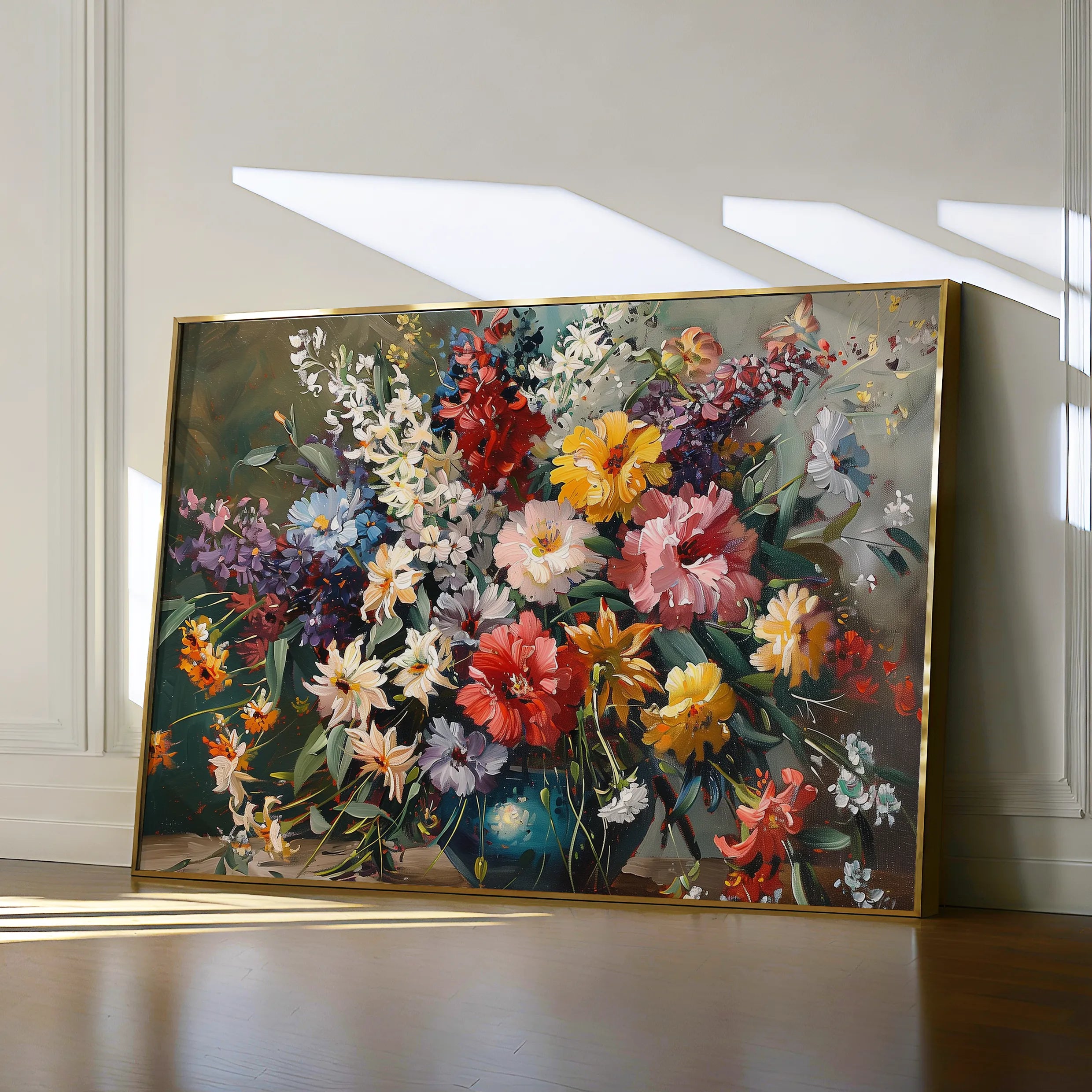 Floral 865 Canvas Art 18" x 24" / 45 x 60 cm / Black
