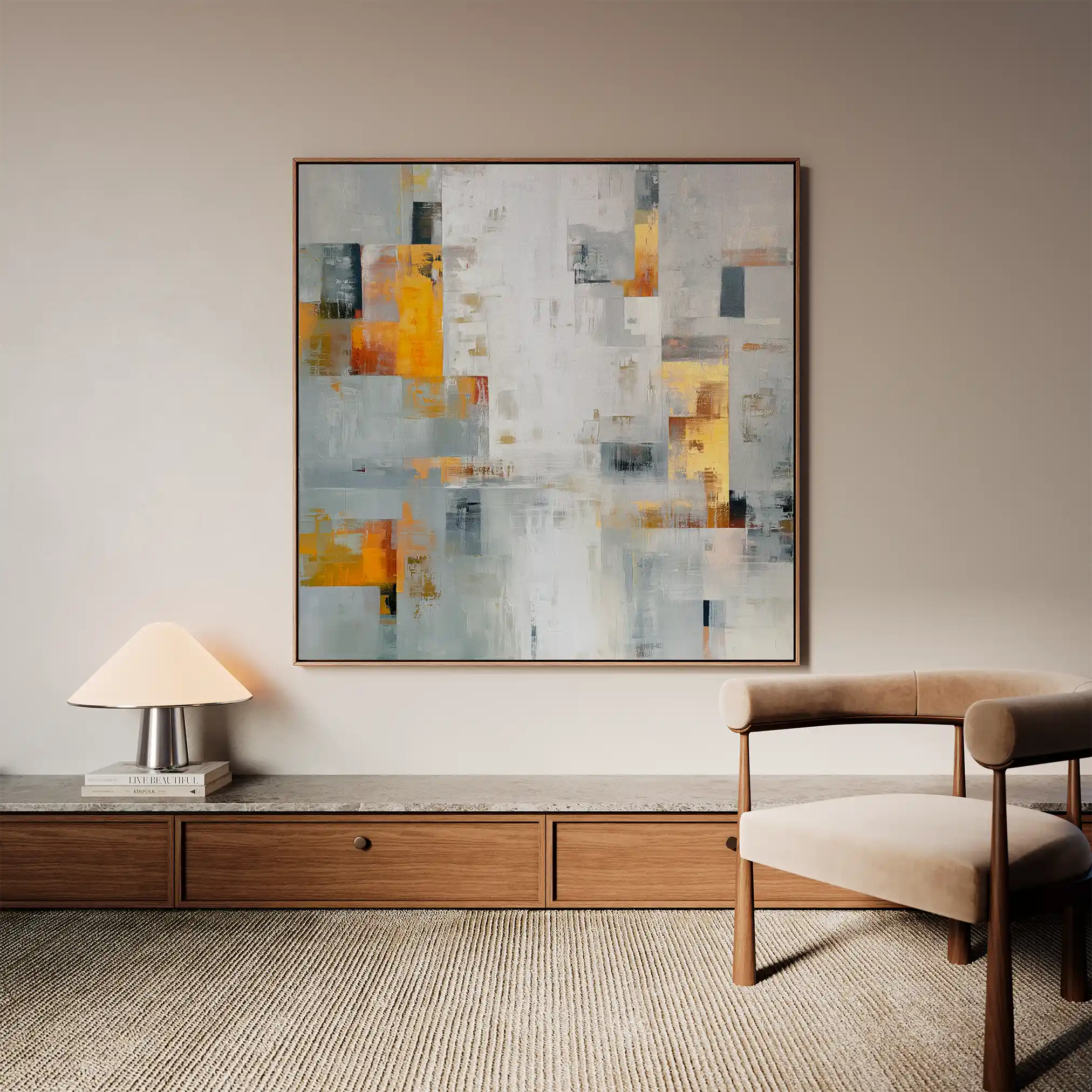 Abstract 867 Canvas Art 16" x 16" / 40 x 40 cm / Black