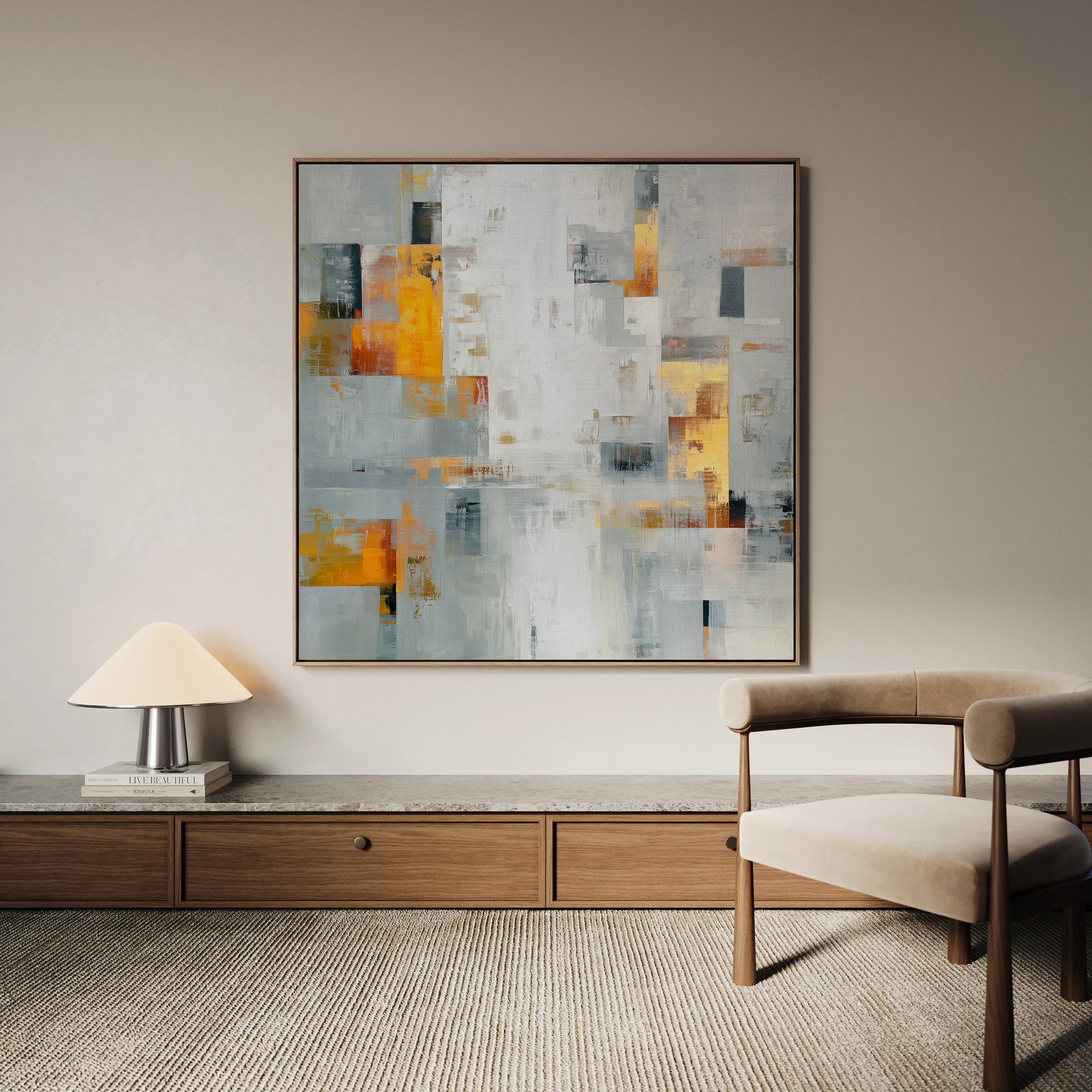 Abstract 867 Canvas Art 16" x 16" / 40 x 40 cm / Black