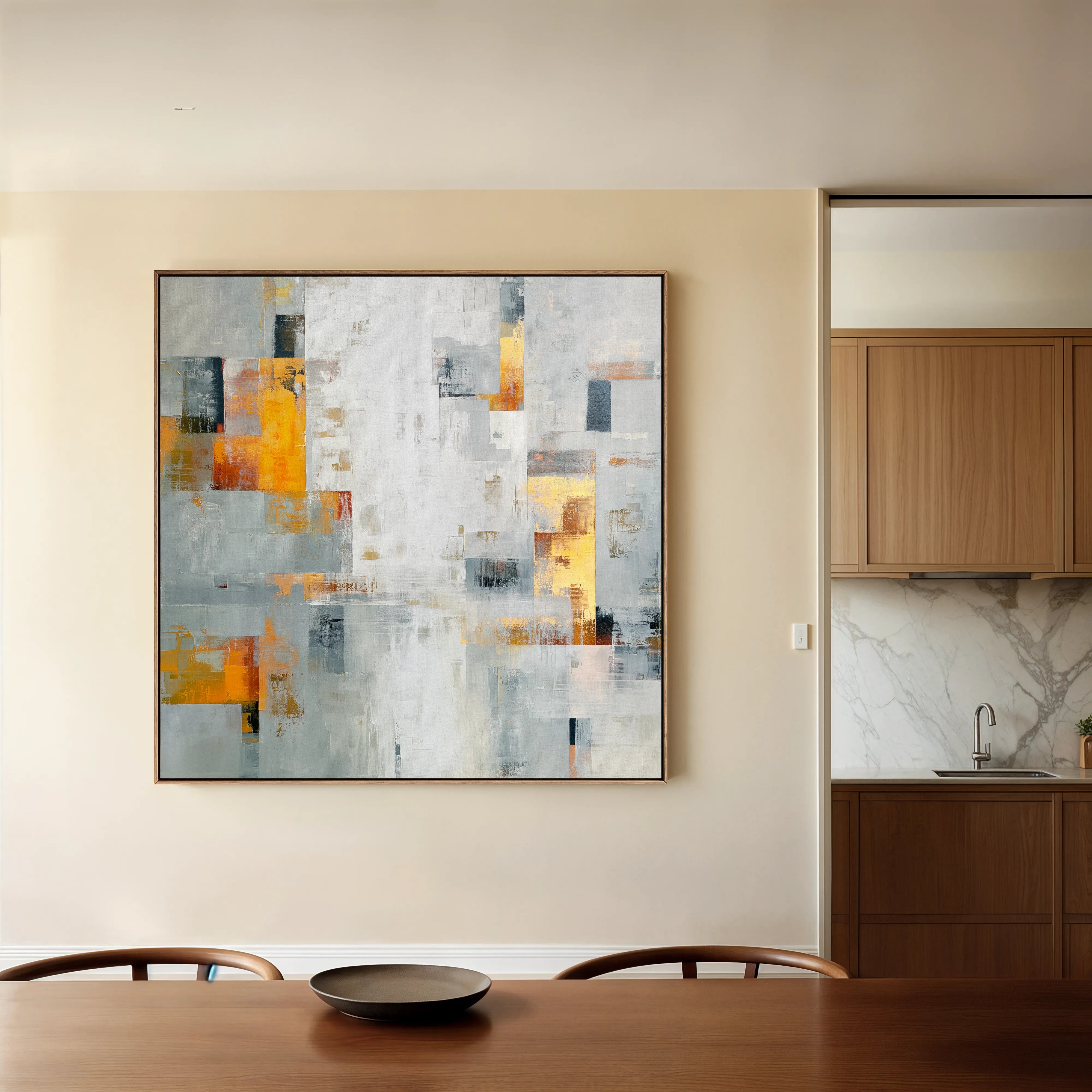 Abstract 867 Canvas Art 16" x 16" / 40 x 40 cm / Black