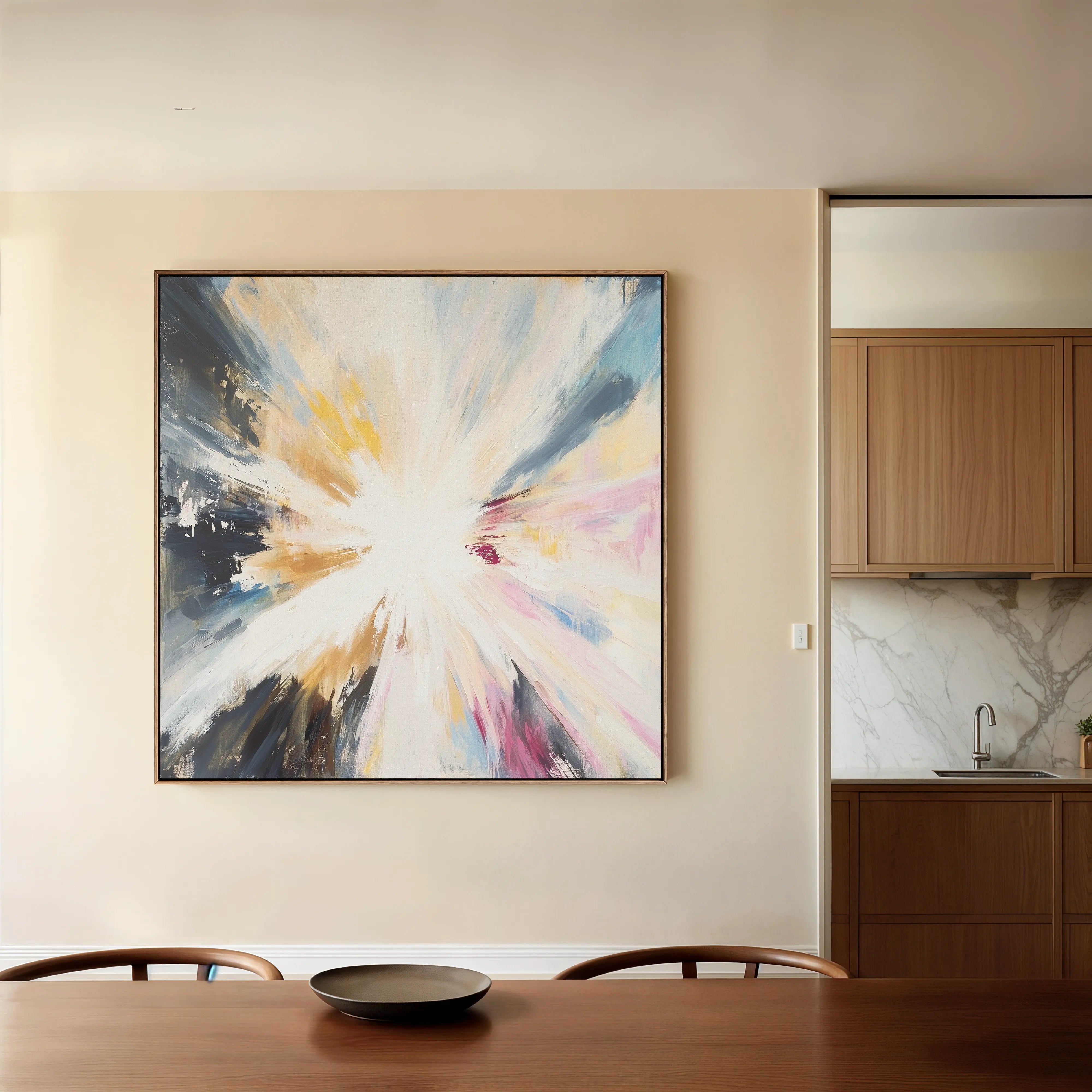Abstract 869 Canvas Art 16" x 16" / 40 x 40 cm / Black