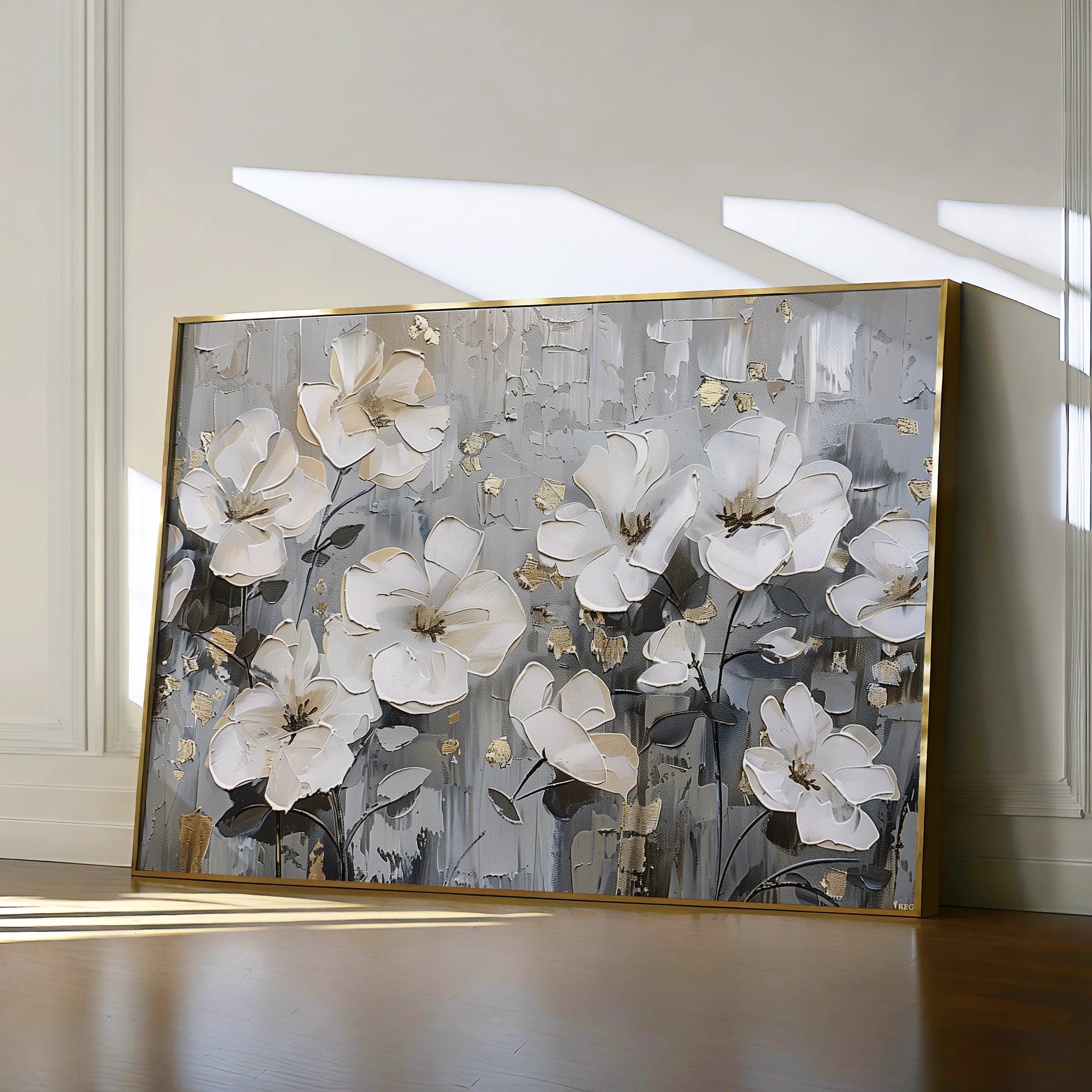 Floral 869 Canvas Art 18" x 24" / 45 x 60 cm / Black