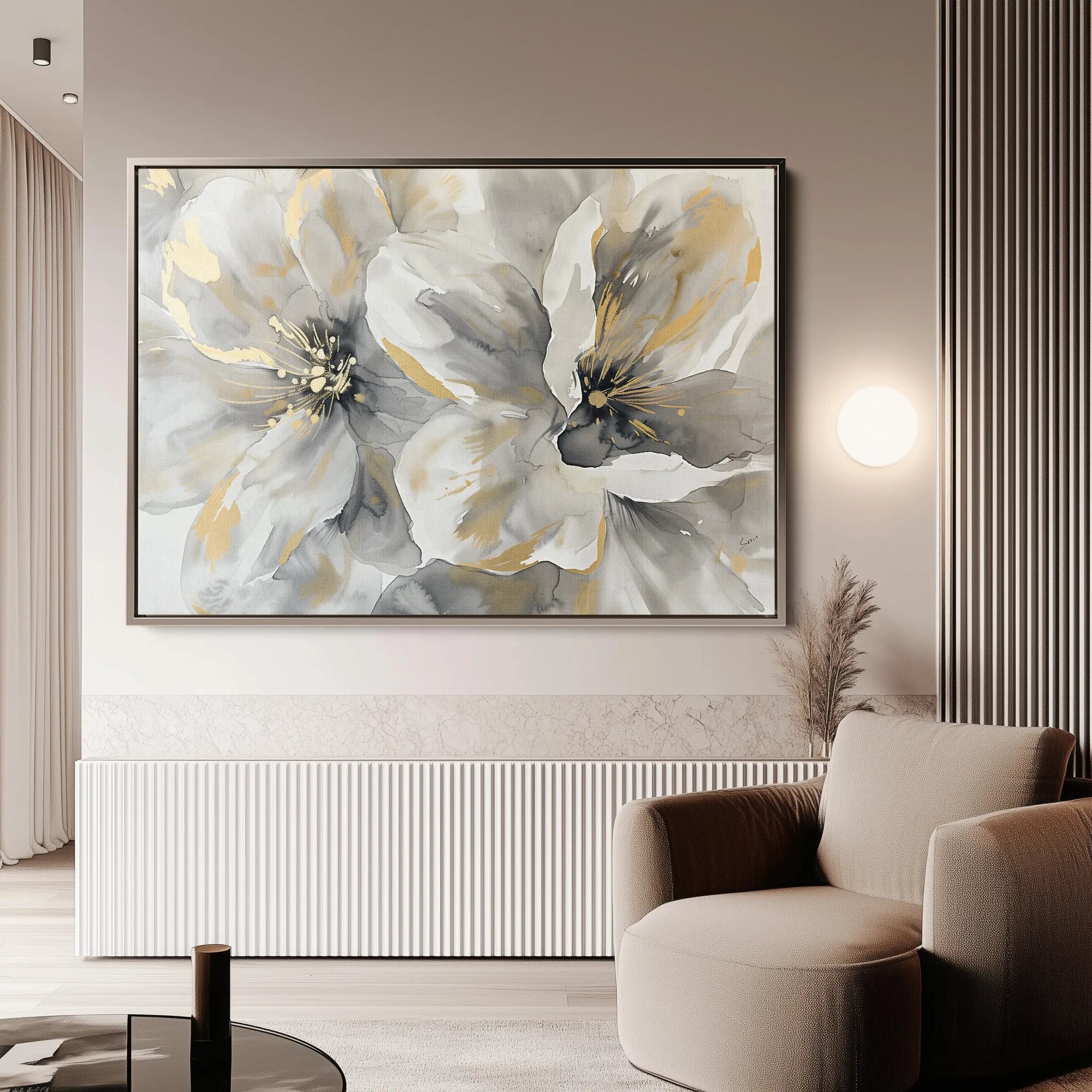 Floral 872 Canvas Art 18" x 24" / 45 x 60 cm / Black