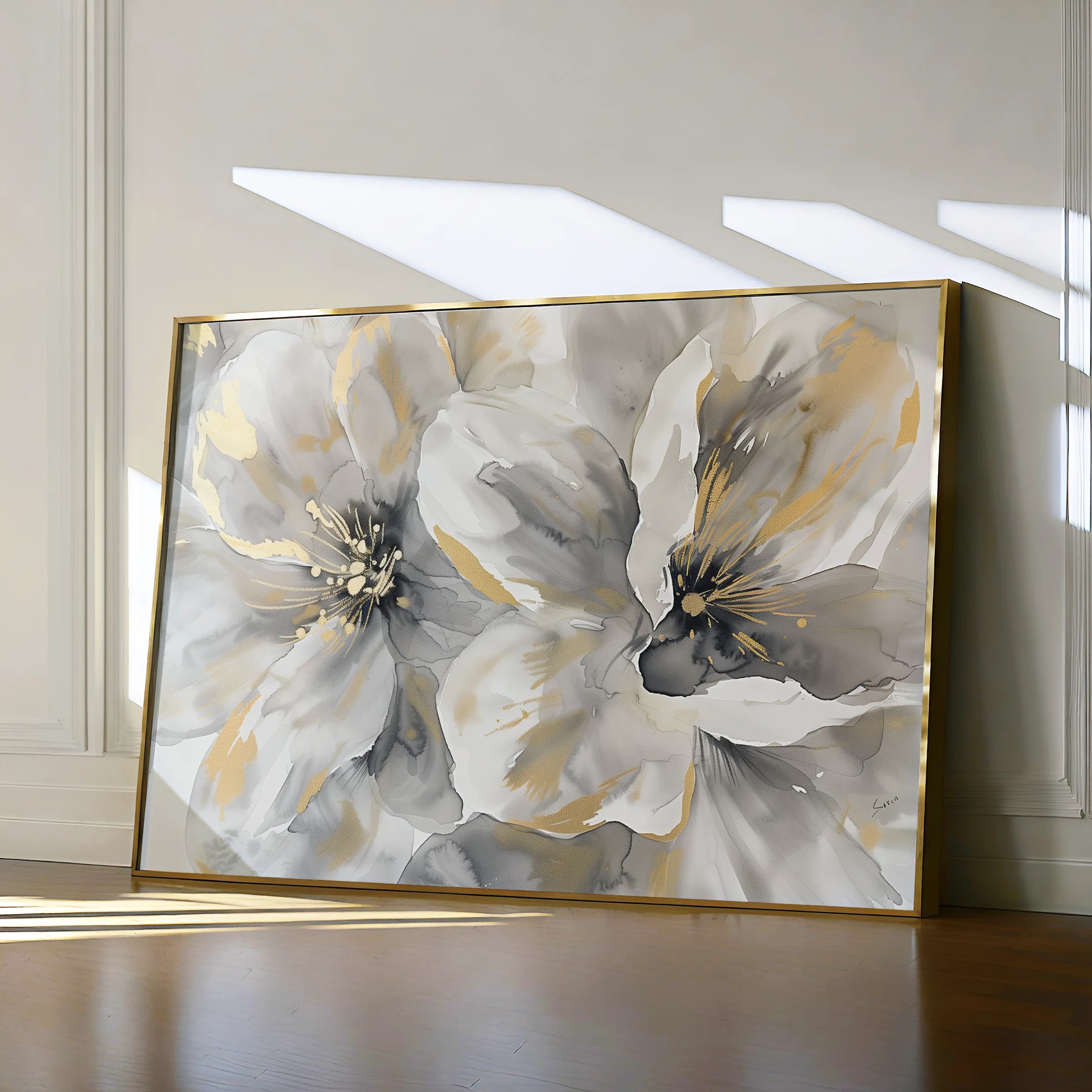 Floral 872 Canvas Art 18" x 24" / 45 x 60 cm / Black