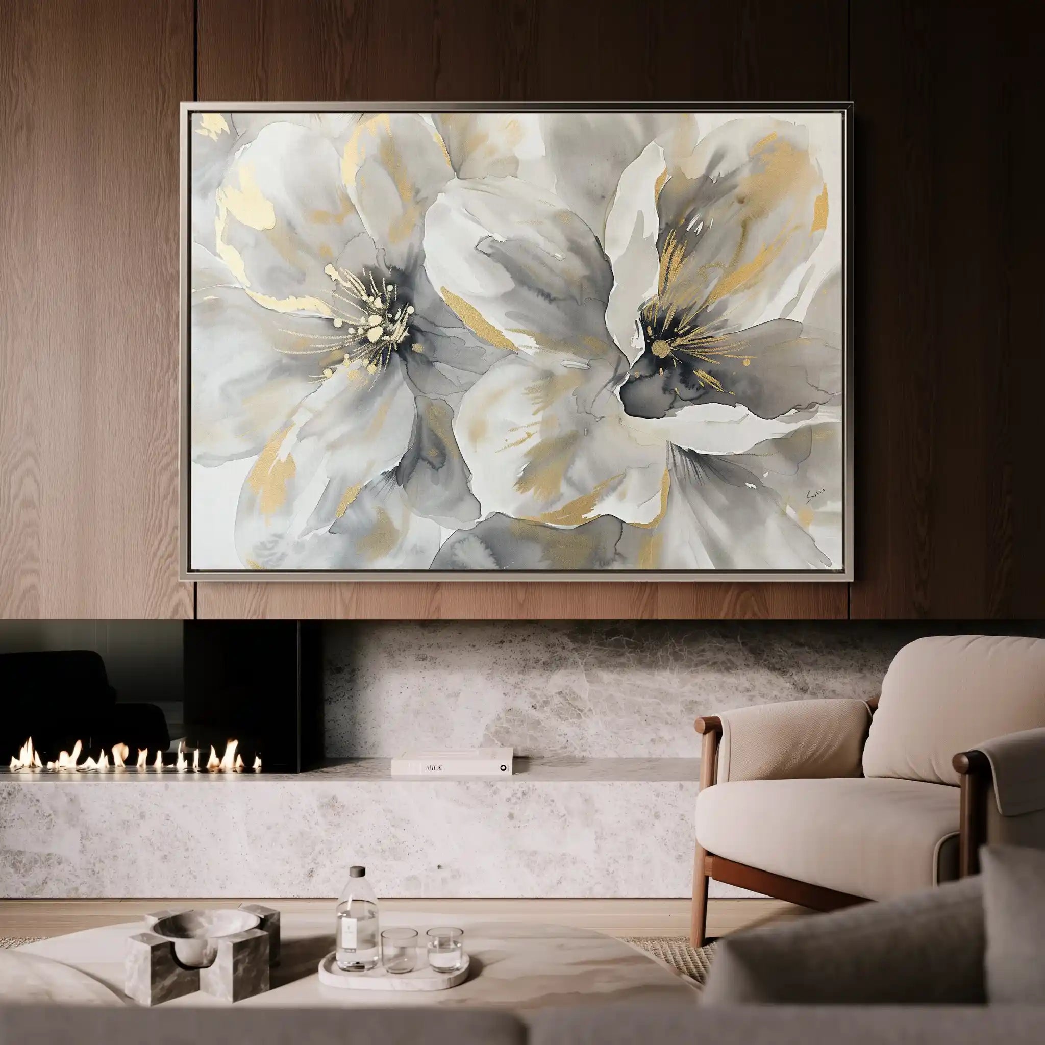 Floral 872 Canvas Art 60 x 40 cm / Black