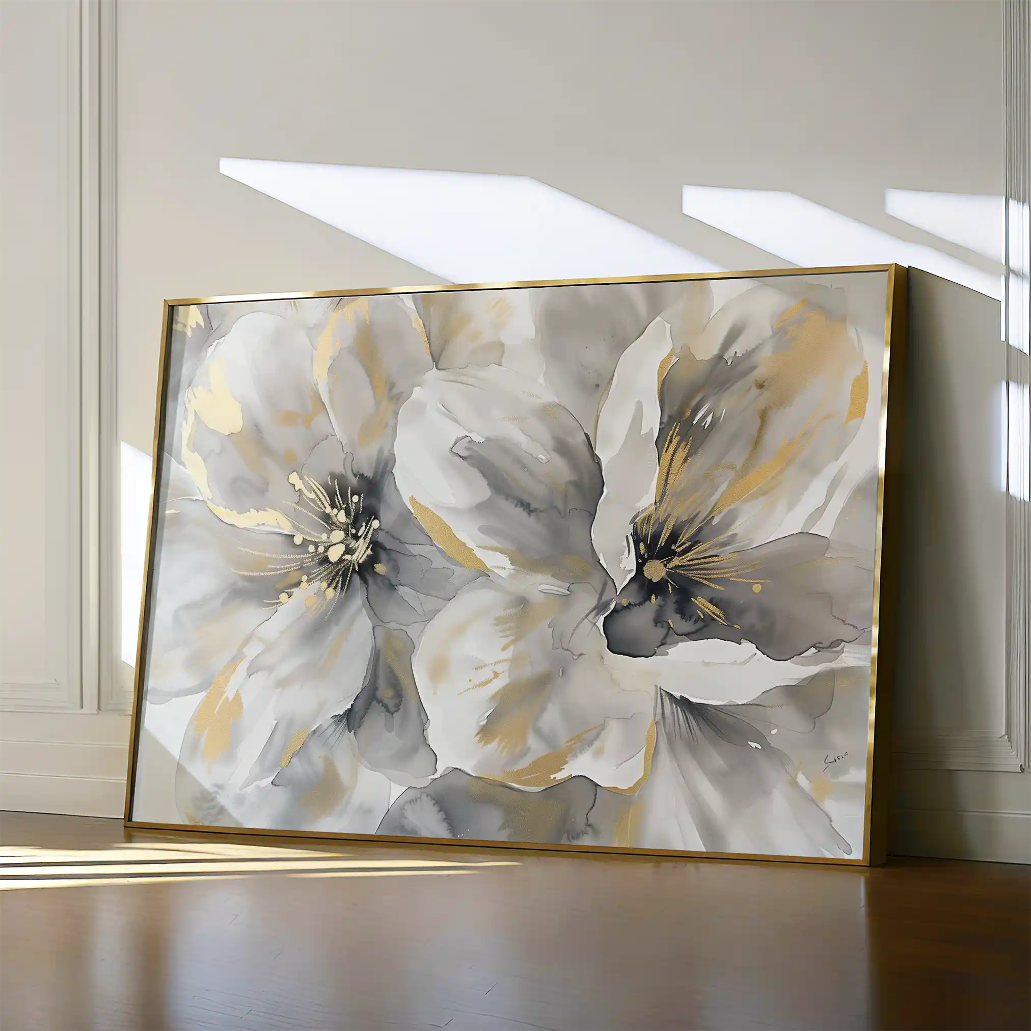 Floral 872 Canvas Art 60 x 40 cm / Black