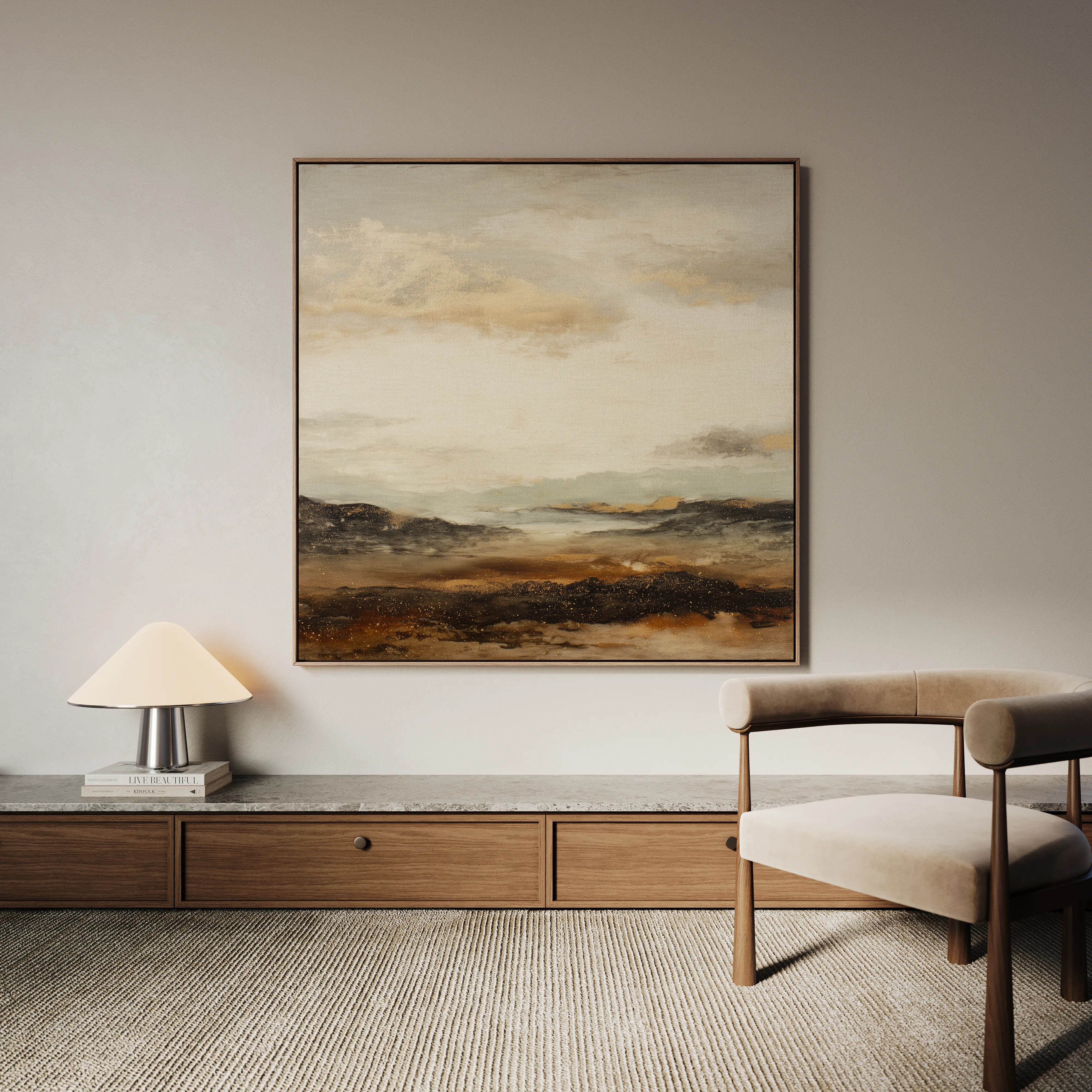 Abstract 874 Canvas Art 16" x 16" / 40 x 40 cm / Black