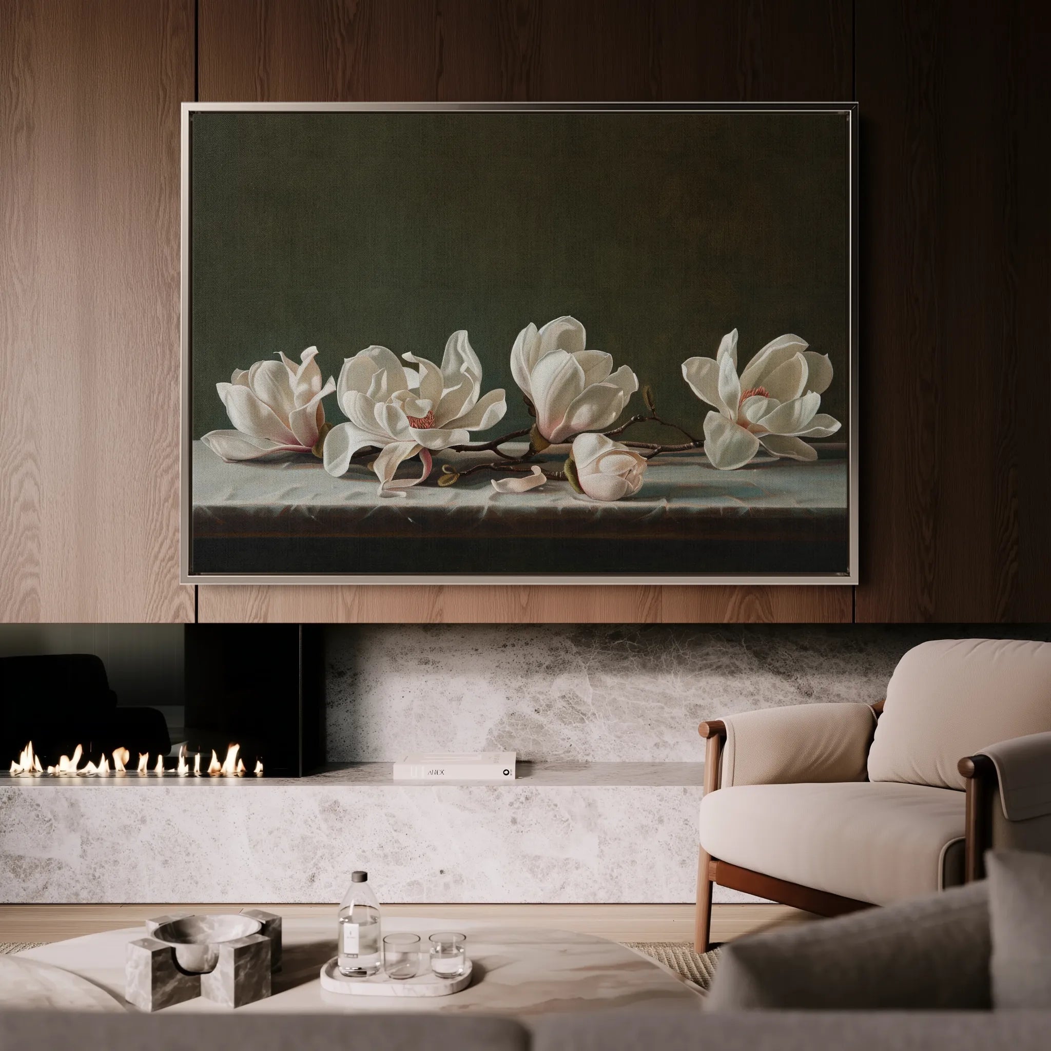 Floral 880 Canvas Art 18" x 24" / 45 x 60 cm / Black