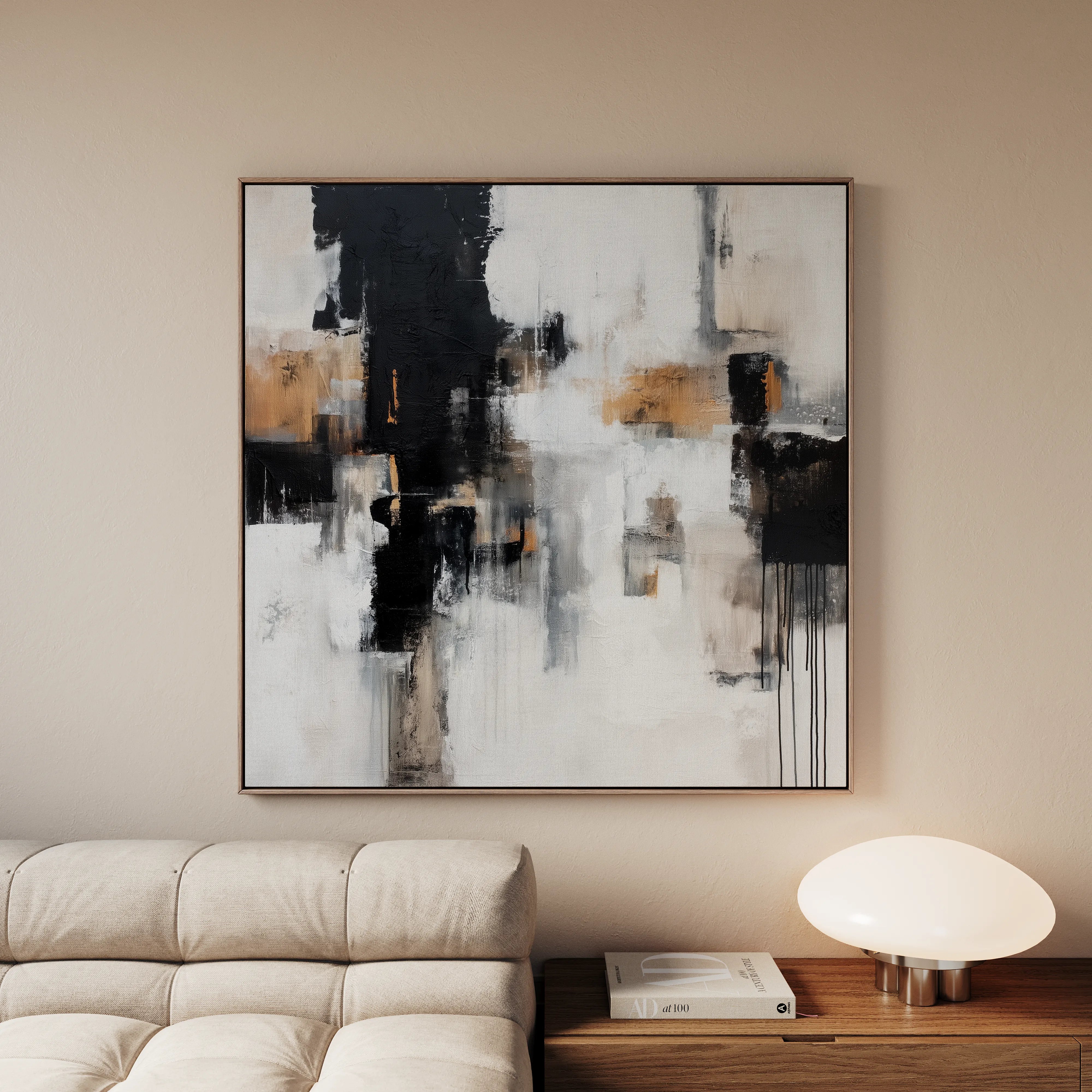 Abstract 887 Canvas Art 16" x 16" / 40 x 40 cm / Black