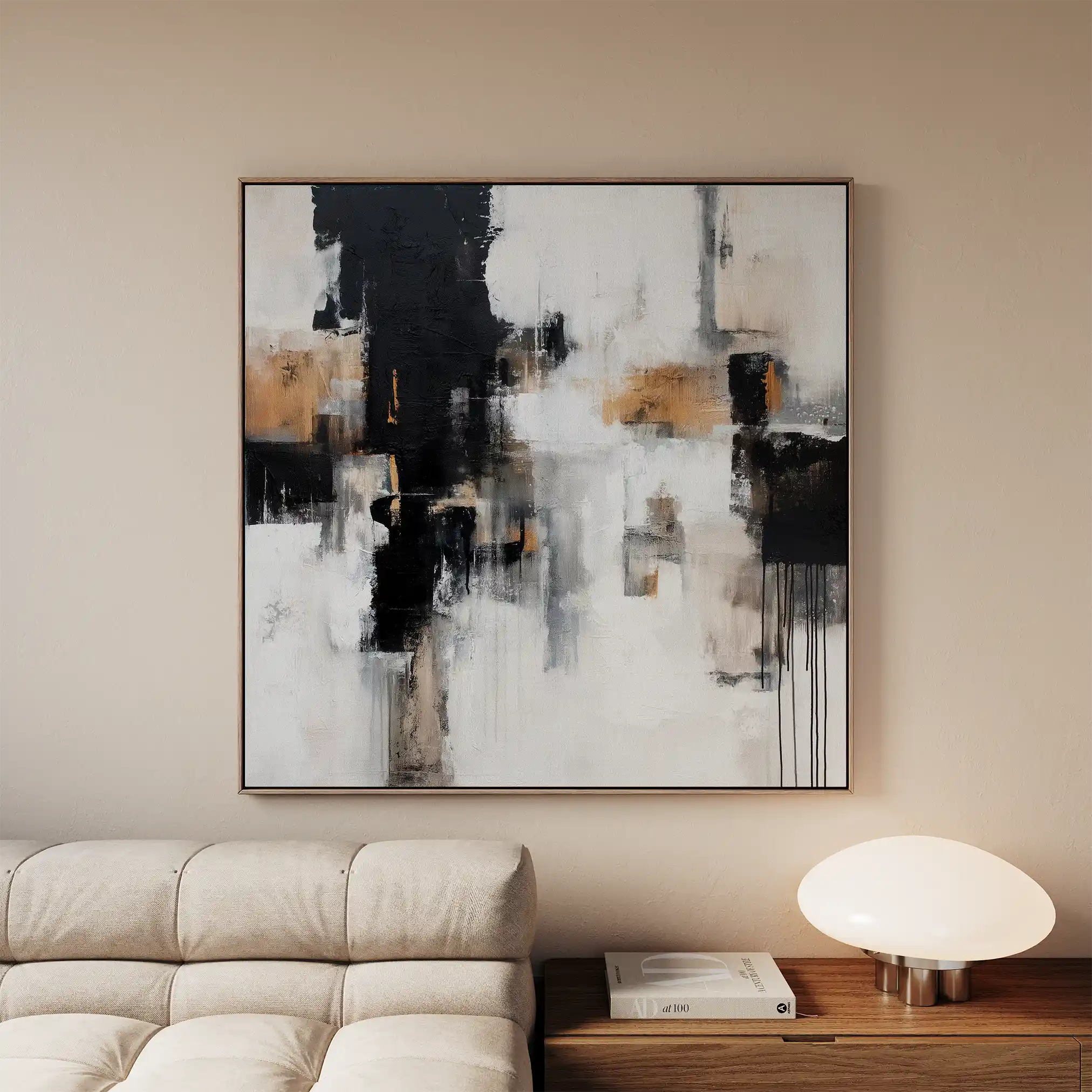 Abstract 887 Canvas Art 16" x 16" / 40 x 40 cm / Black