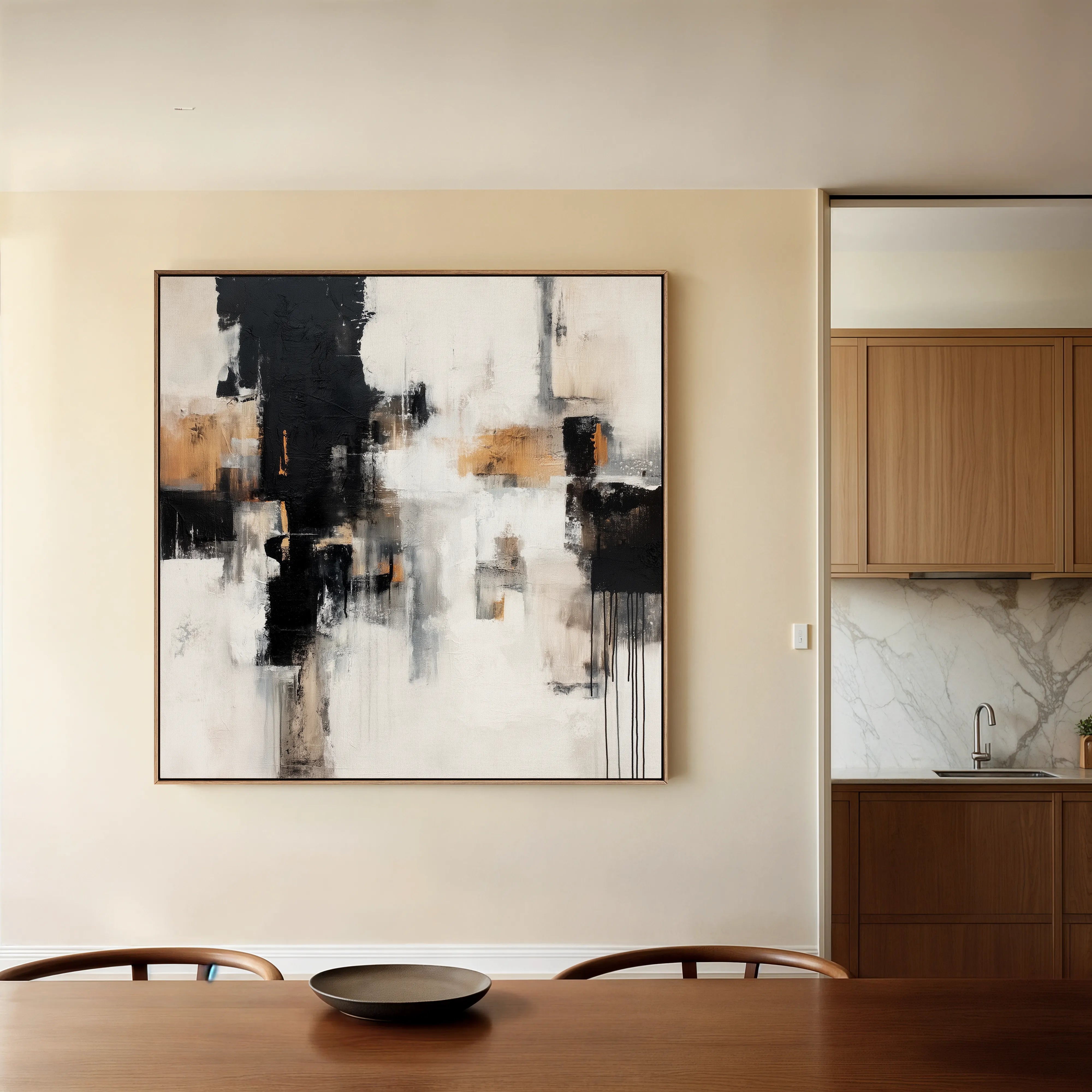 Abstract 887 Canvas Art 16" x 16" / 40 x 40 cm / Black