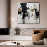 Abstract 887 Canvas Art 16" x 16" / 40 x 40 cm / Black