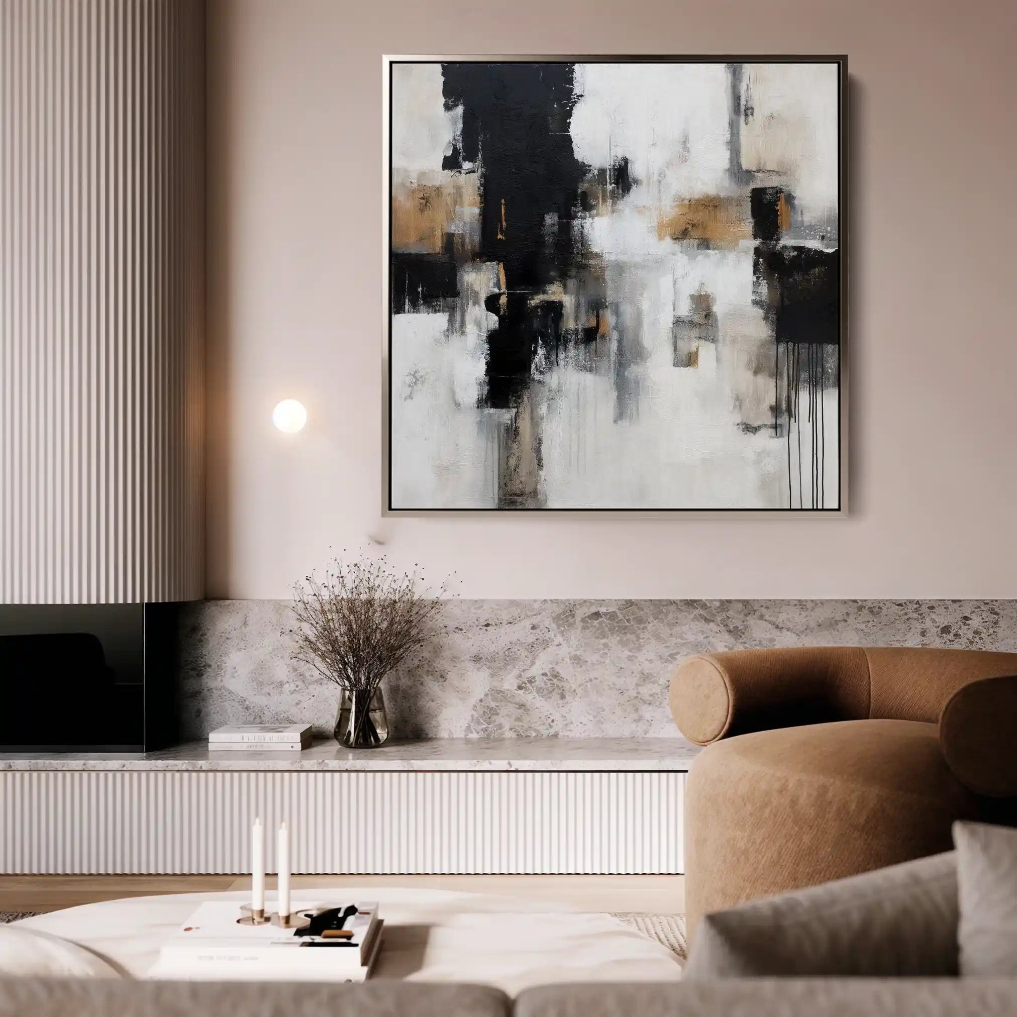 Abstract 887 Canvas Art 16" x 16" / 40 x 40 cm / Black